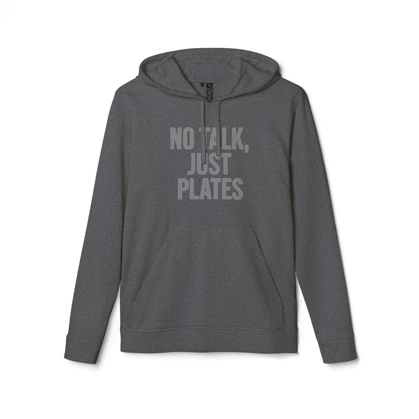 Adidas Fleece Hoodie - No Talk, Just Plates | Sporty Casual Wear, Unisex Lounge Apparel, Gift for Food Lovers, Everyday Comfort