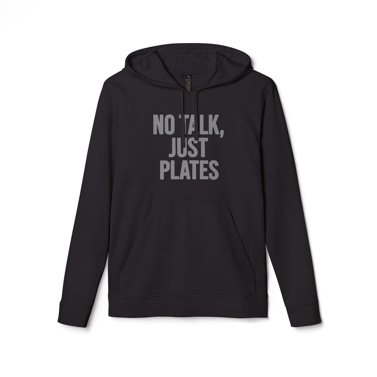 Adidas Fleece Hoodie - No Talk, Just Plates | Sporty Casual Wear, Unisex Lounge Apparel, Gift for Food Lovers, Everyday Comfort