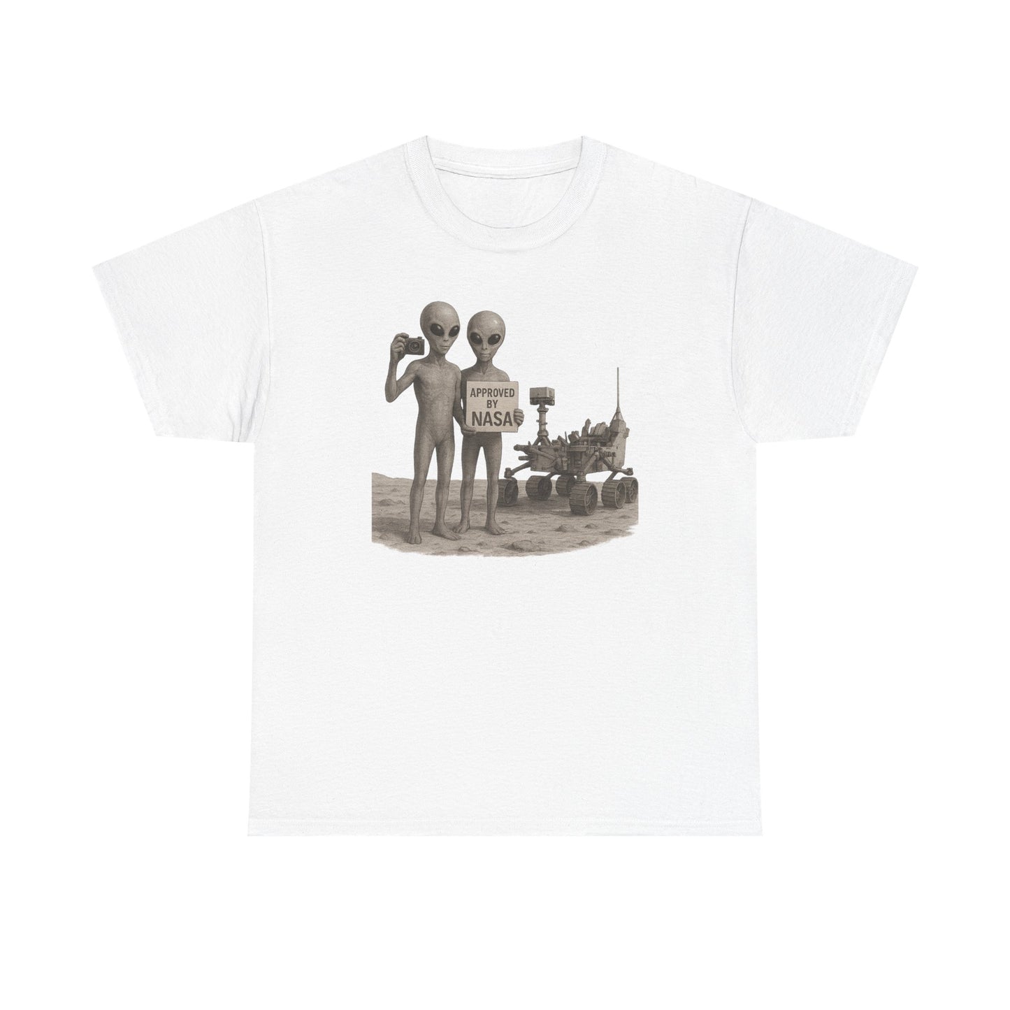 Funny Alien NASA T-Shirt | Unisex Heavy Cotton Sci-Fi Lover Gift