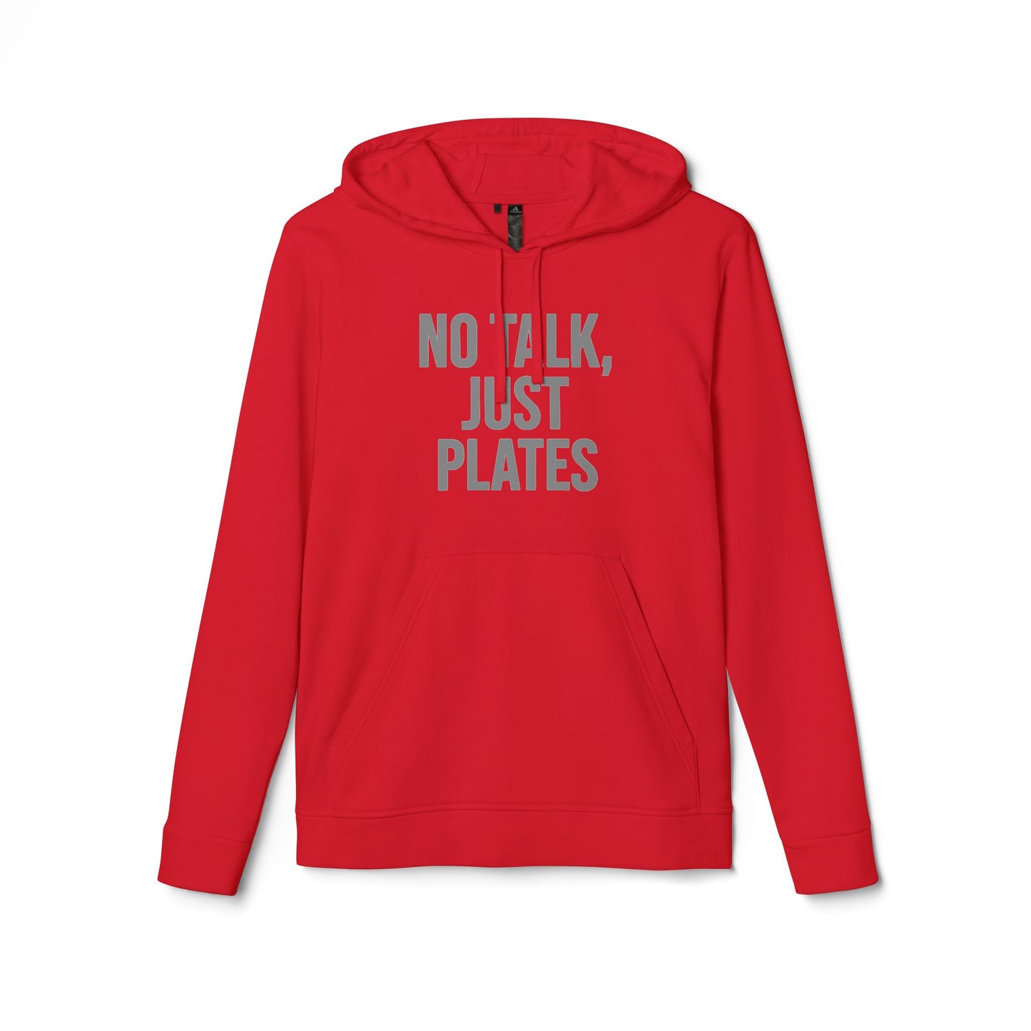 Adidas Fleece Hoodie - No Talk, Just Plates | Sporty Casual Wear, Unisex Lounge Apparel, Gift for Food Lovers, Everyday Comfort