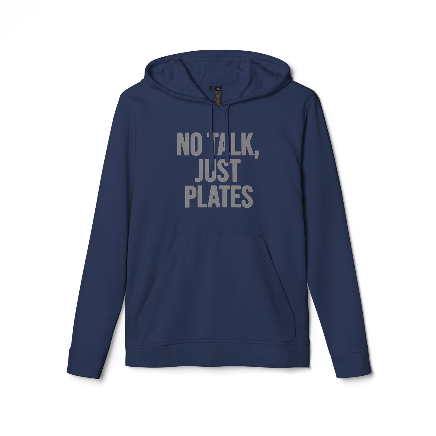 Adidas Fleece Hoodie - No Talk, Just Plates | Sporty Casual Wear, Unisex Lounge Apparel, Gift for Food Lovers, Everyday Comfort
