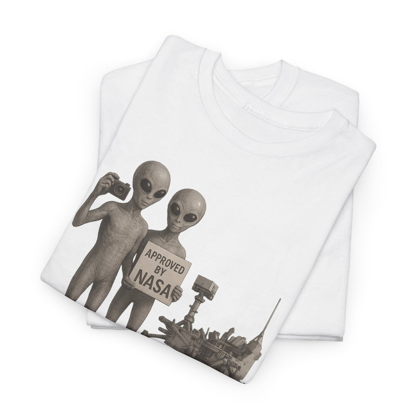 Funny Alien NASA T-Shirt | Unisex Heavy Cotton Sci-Fi Lover Gift