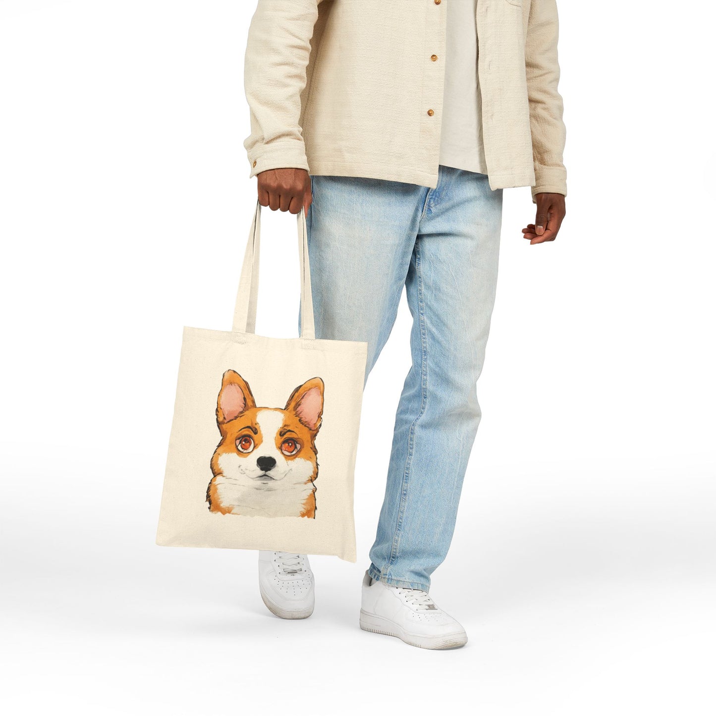 Cute Corgi Canvas Tote Bag | Durable Dog Lover Gift & Reusable Shopping Tote