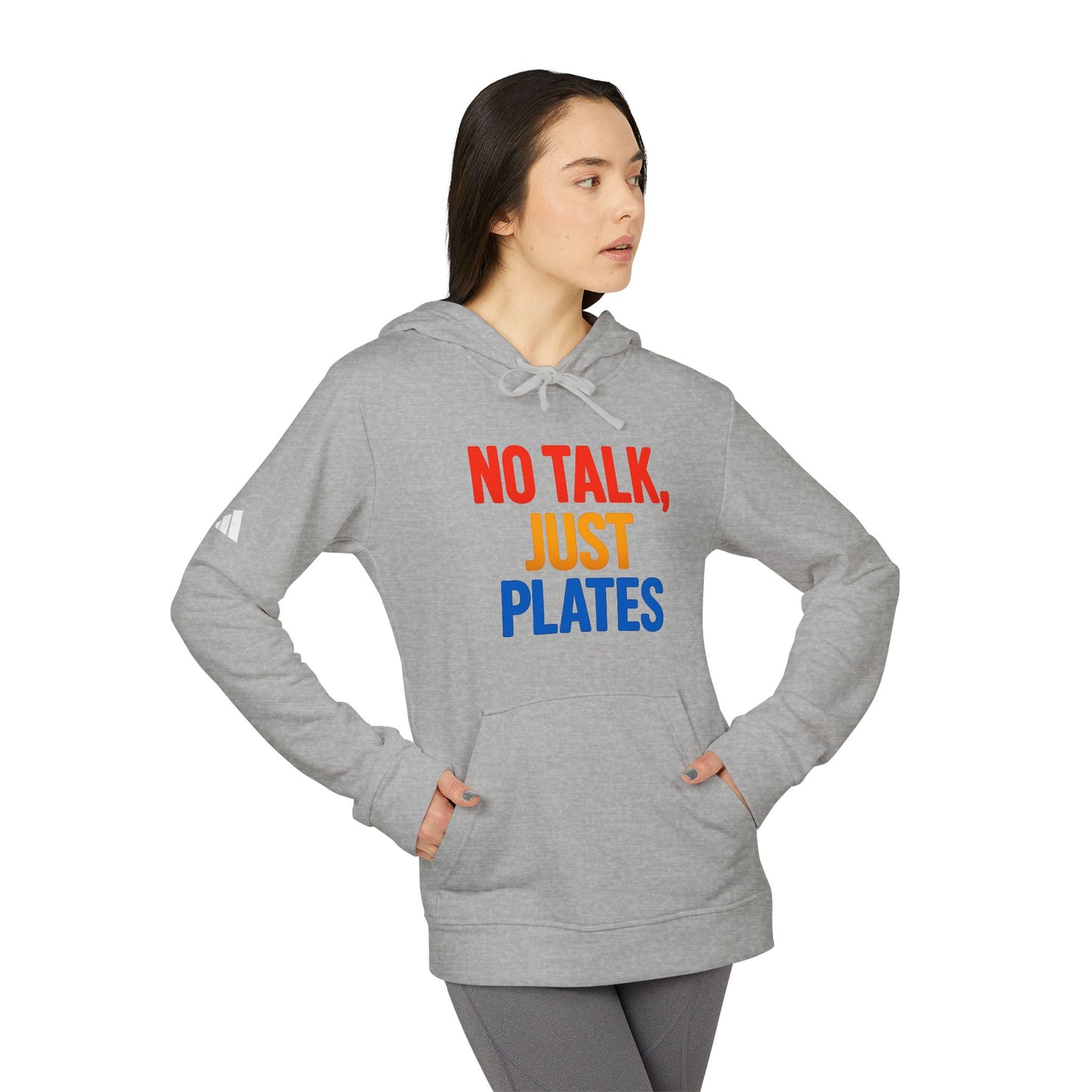 Adidas No Talk, Just Plates Hoodie - Unisex Fleece Sweatshirt for Food Lovers, Chef Gift, Casual Wear, Comfortable Fashion, Kitchen Humor