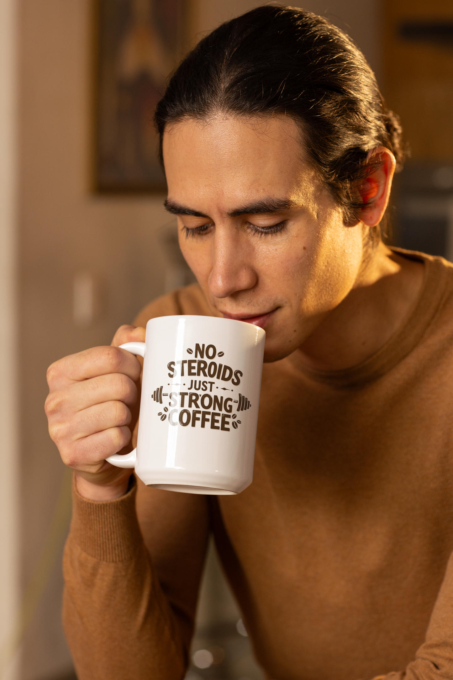 "No Steroids, Just Strong Coffee" Mug | Funny Gym Lover Gift, Bodybuilding Humor Mug, Fitness Motivation Cup