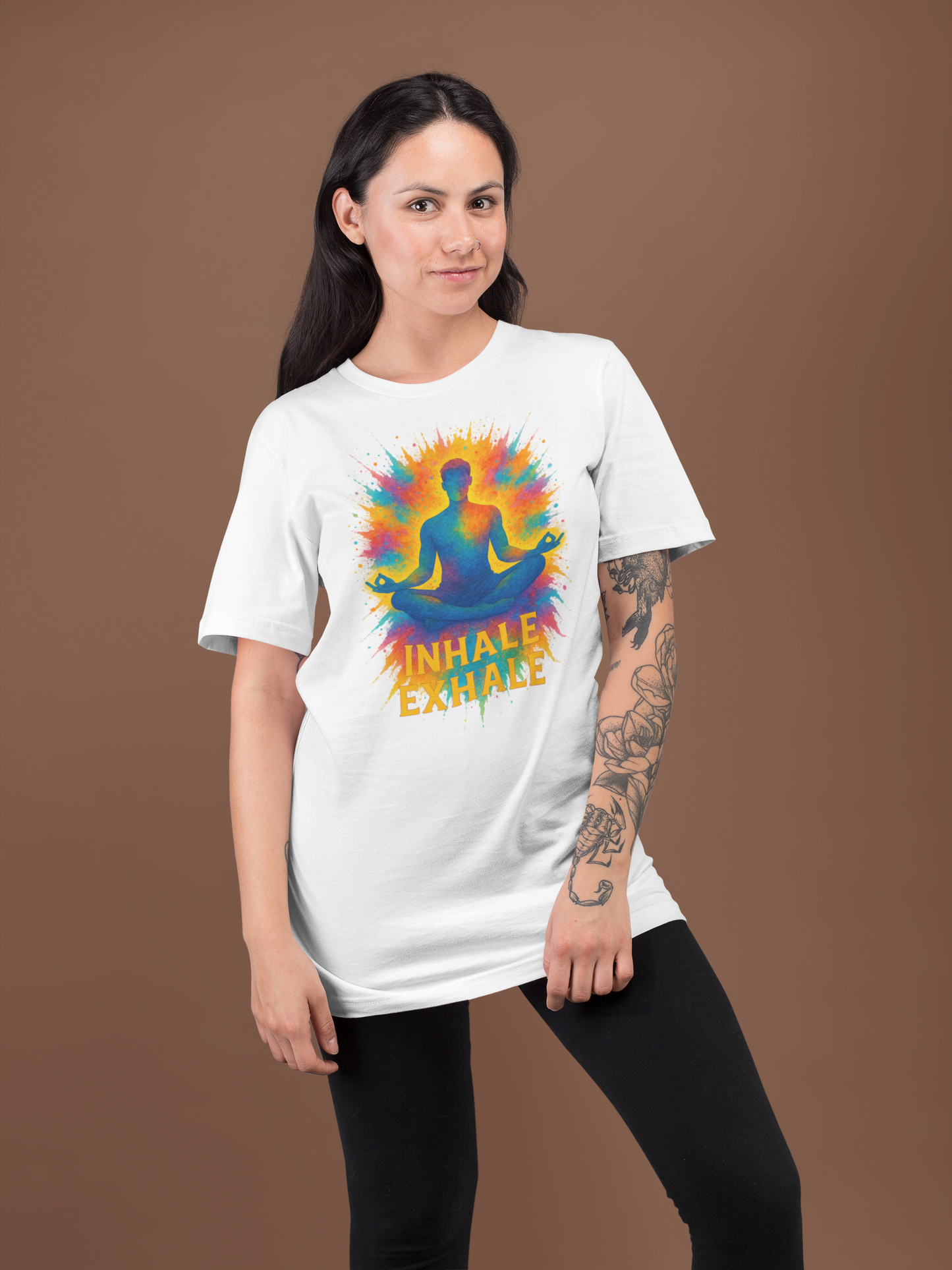"Inhale Exhale" Mindfulness Tee | Yoga & Meditation Gift, Bohemian Style Shirt