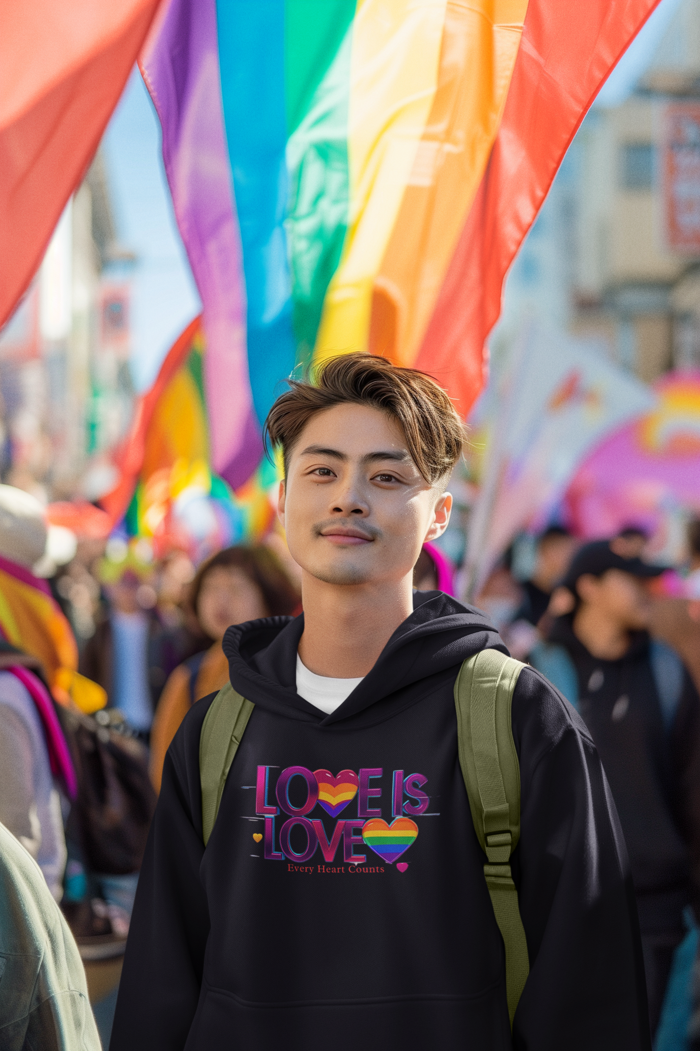 Pride Fleece Hoodie, Love is Love LGBTQ Apparel, Unisex Hoodie for Spring, Cozy Gift, Rainbow Heart Design, Warm Layer