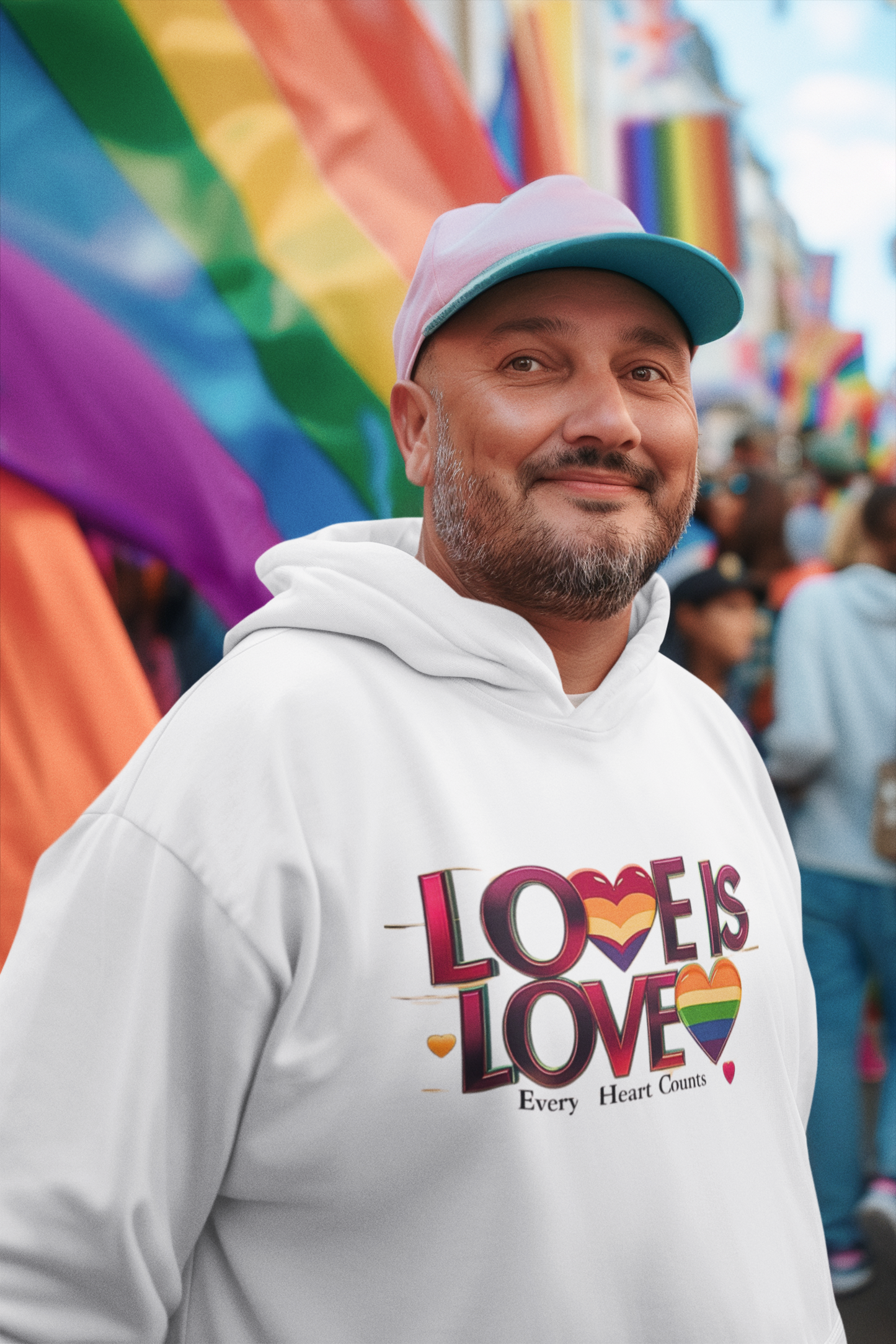 Love is Love Fleece Hoodie, Unisex LGBTQ Pride Apparel, Cozy Casual Wear, Gift for Him or Her, Rainbow Heart Design