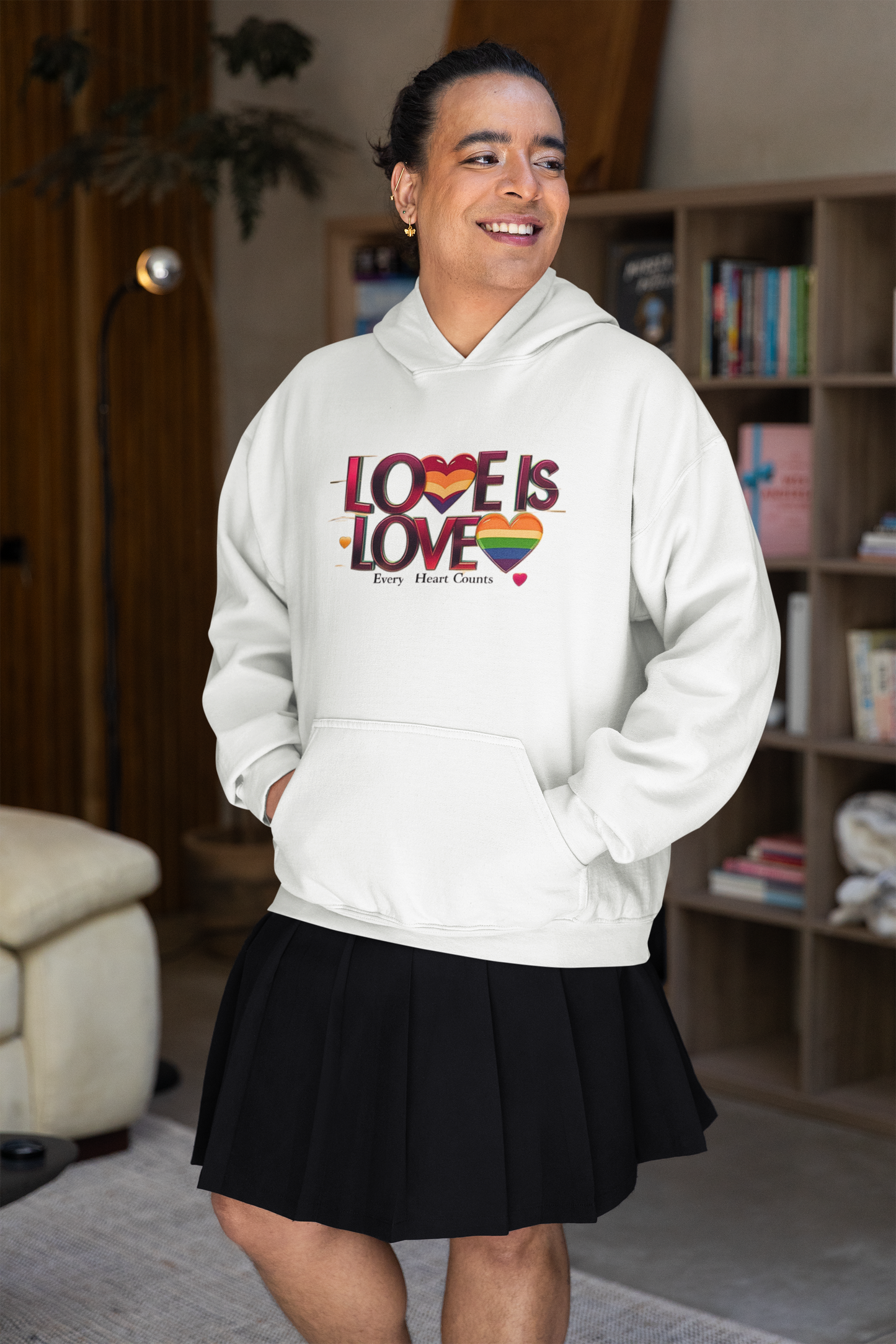 Love is Love Fleece Hoodie, Unisex LGBTQ Pride Apparel, Cozy Casual Wear, Gift for Him or Her, Rainbow Heart Design