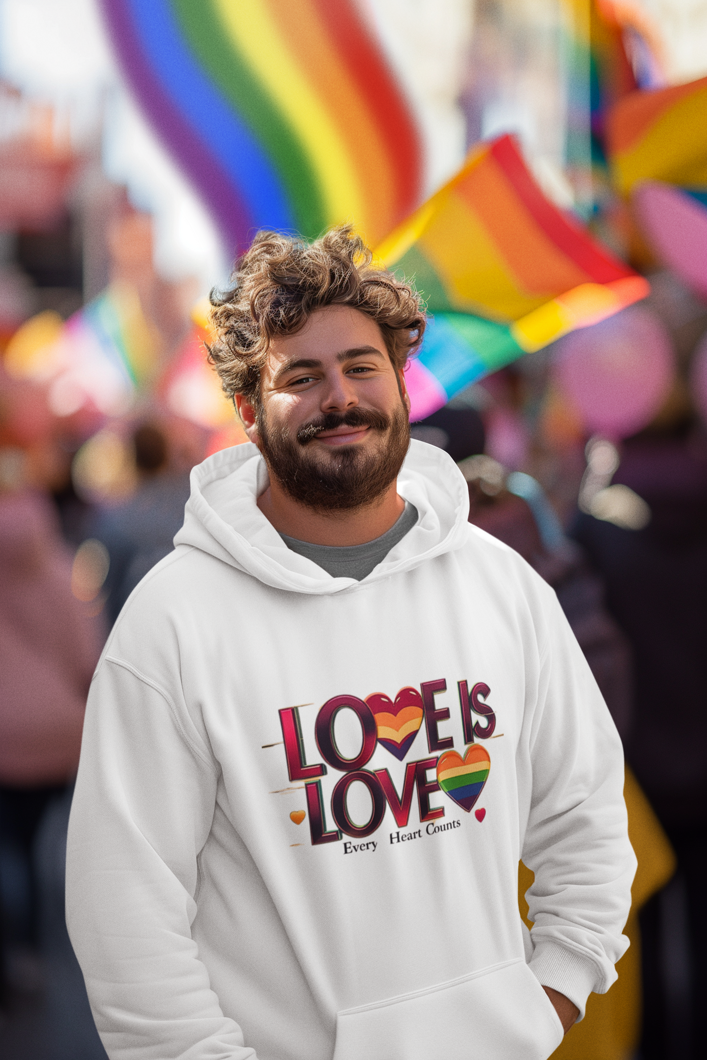 Love is Love Fleece Hoodie, Unisex LGBTQ Pride Apparel, Cozy Casual Wear, Gift for Him or Her, Rainbow Heart Design