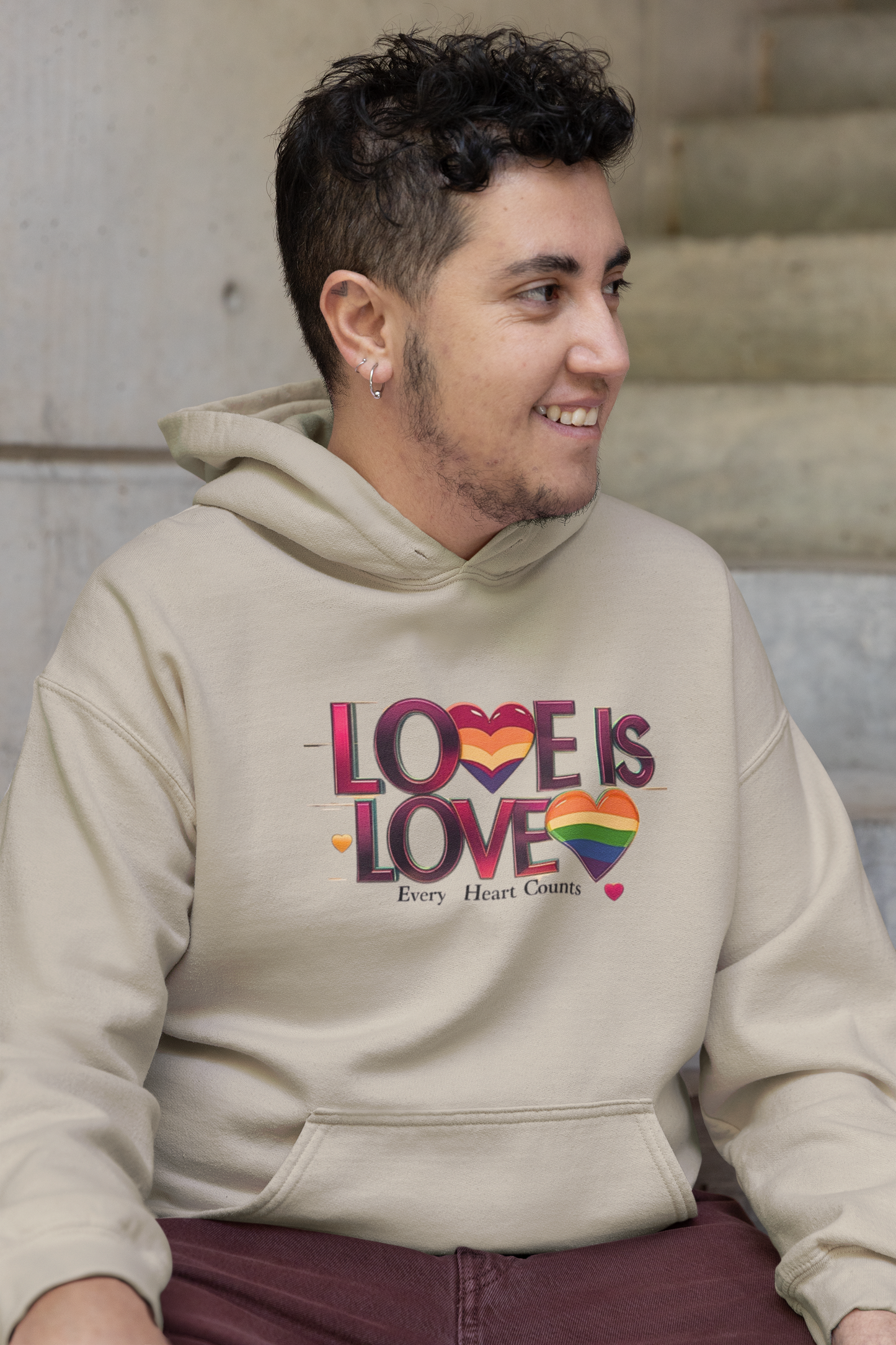 Love is Love Fleece Hoodie, Unisex LGBTQ Pride Apparel, Cozy Casual Wear, Gift for Him or Her, Rainbow Heart Design