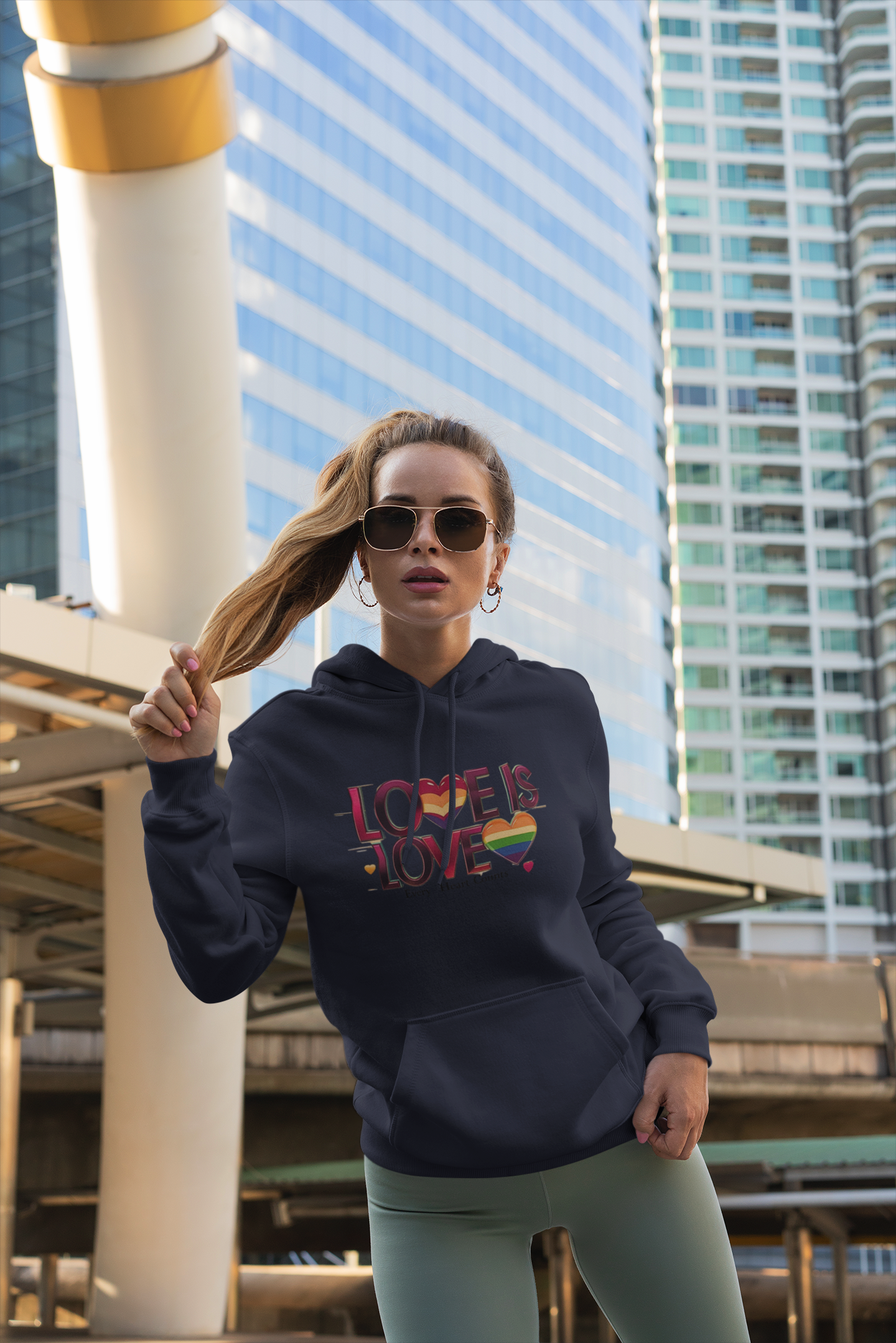 Pride Fleece Hoodie, Love is Love LGBTQ Apparel, Unisex Hoodie for Spring, Cozy Gift, Rainbow Heart Design, Warm Layer