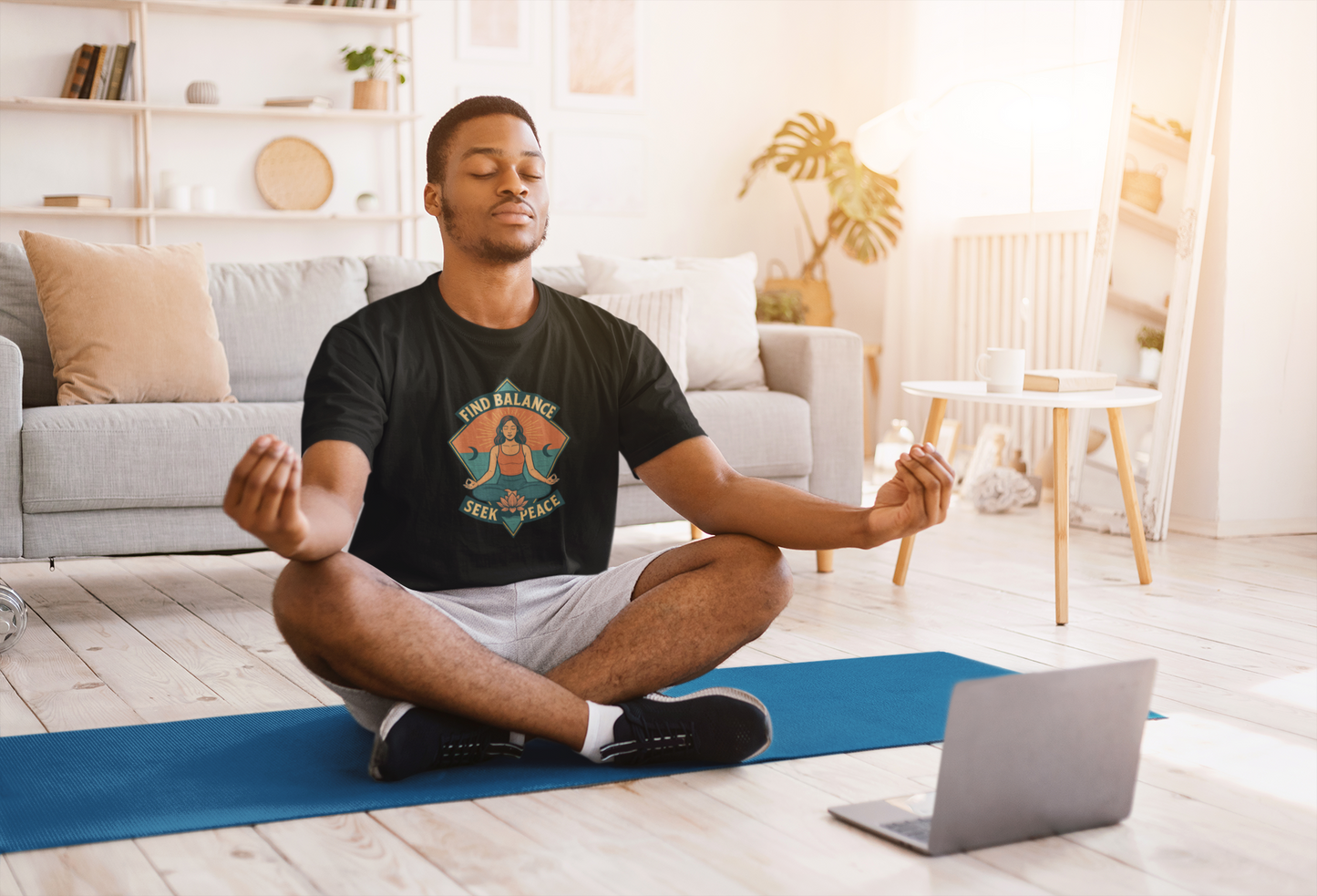 Meditation T-Shirt | Find Balance, Seek Peace | Yoga & Wellness Gift