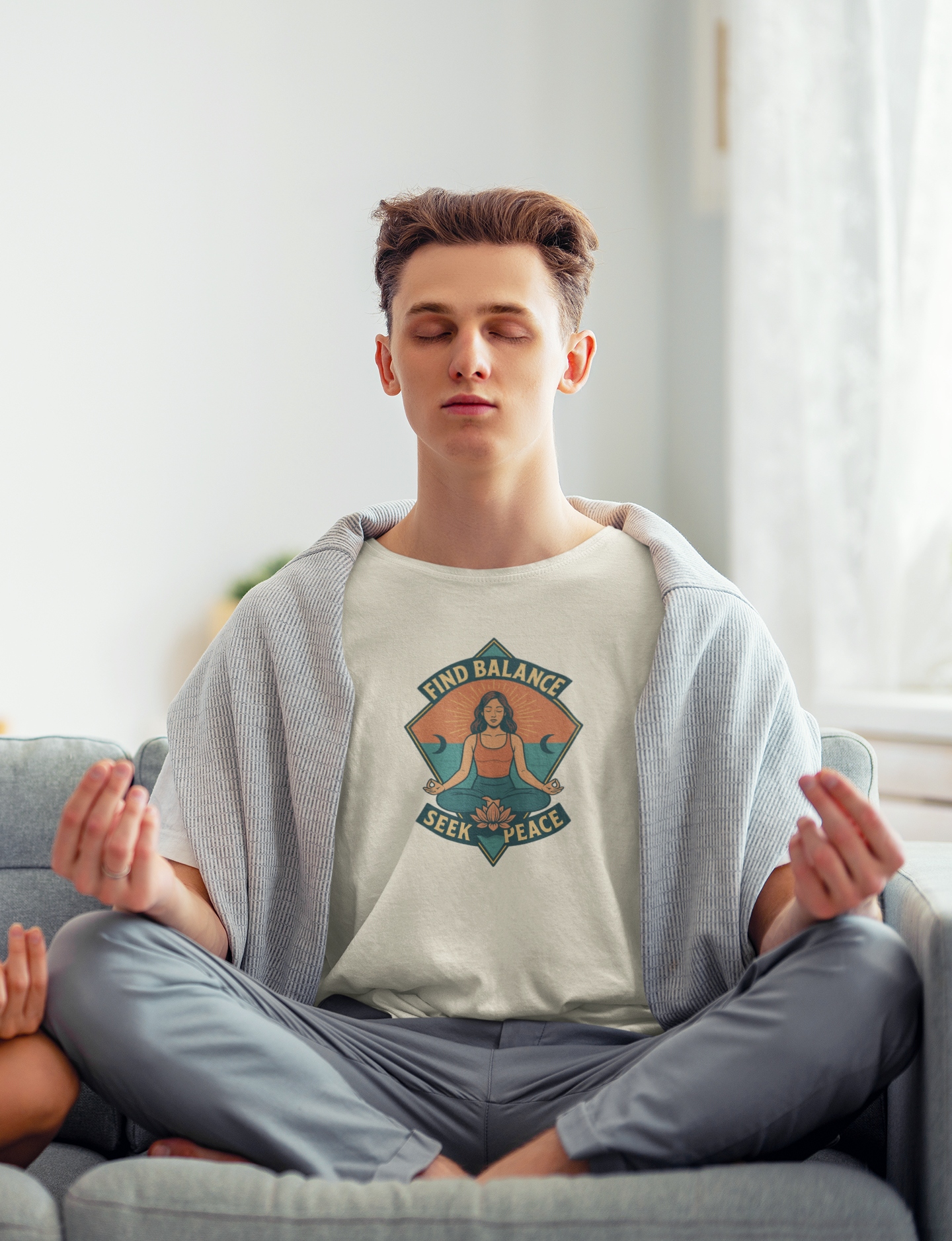 Meditation T-Shirt | Find Balance, Seek Peace | Yoga & Wellness Gift