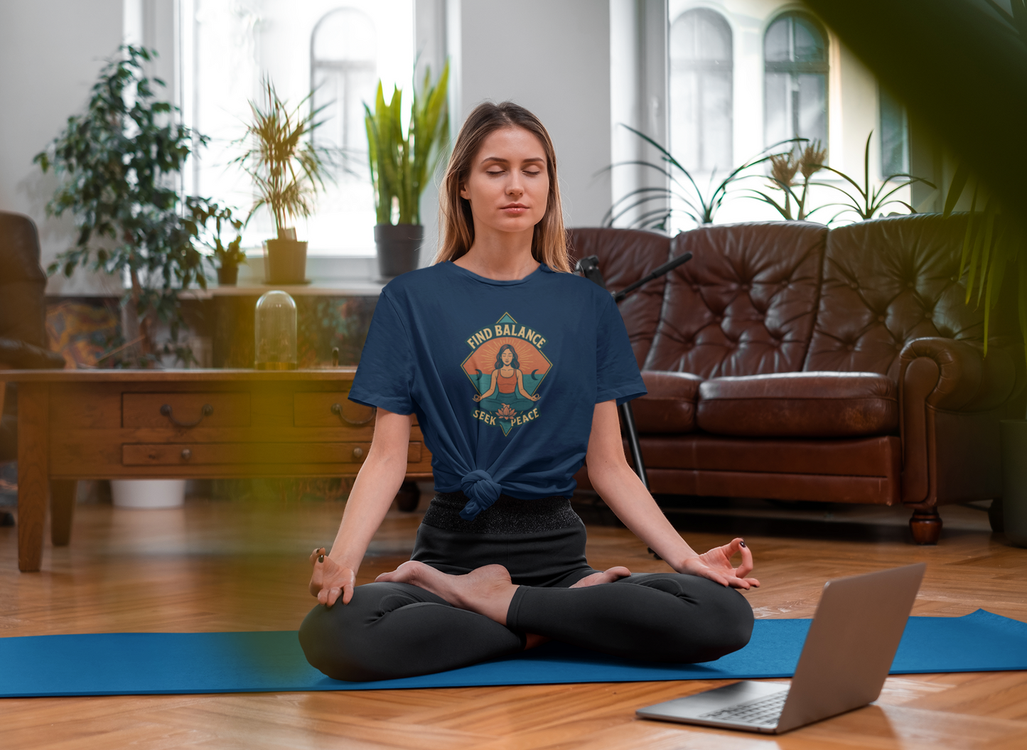 Meditation T-Shirt | Find Balance, Seek Peace | Yoga & Wellness Gift