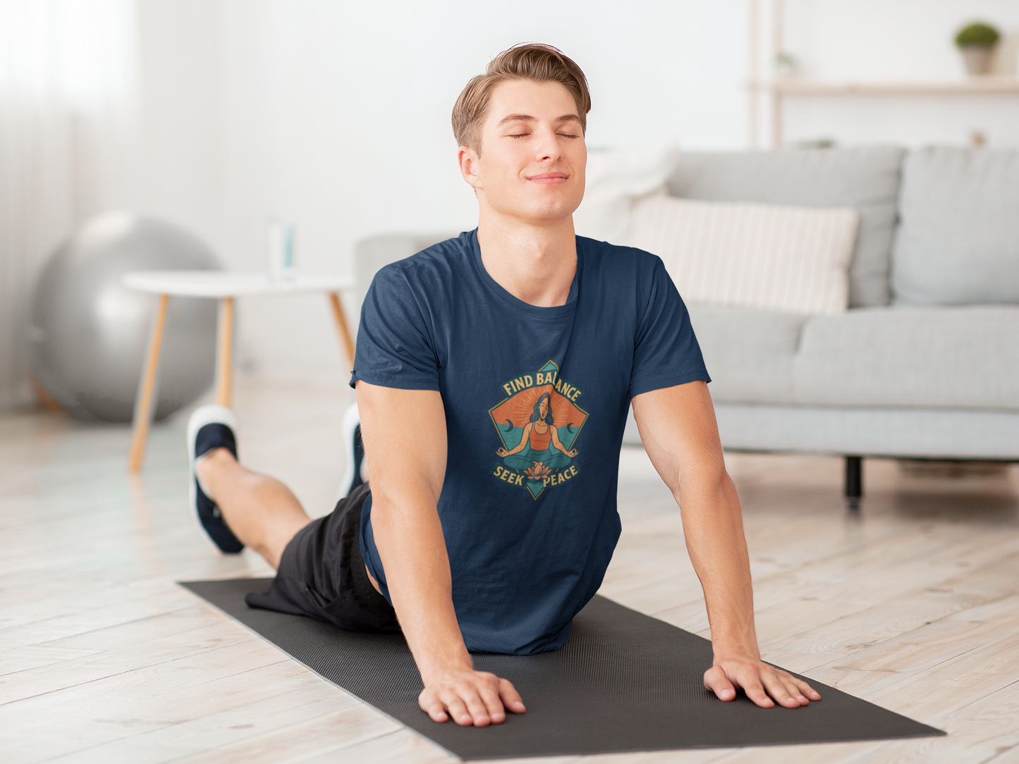 Meditation T-Shirt | Find Balance, Seek Peace | Yoga & Wellness Gift