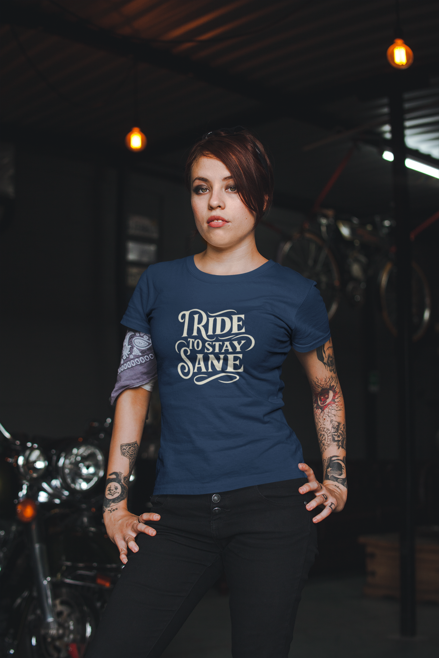 Ride to Stay Sane" Retro Biker Tee, Gift for Motorcyclists