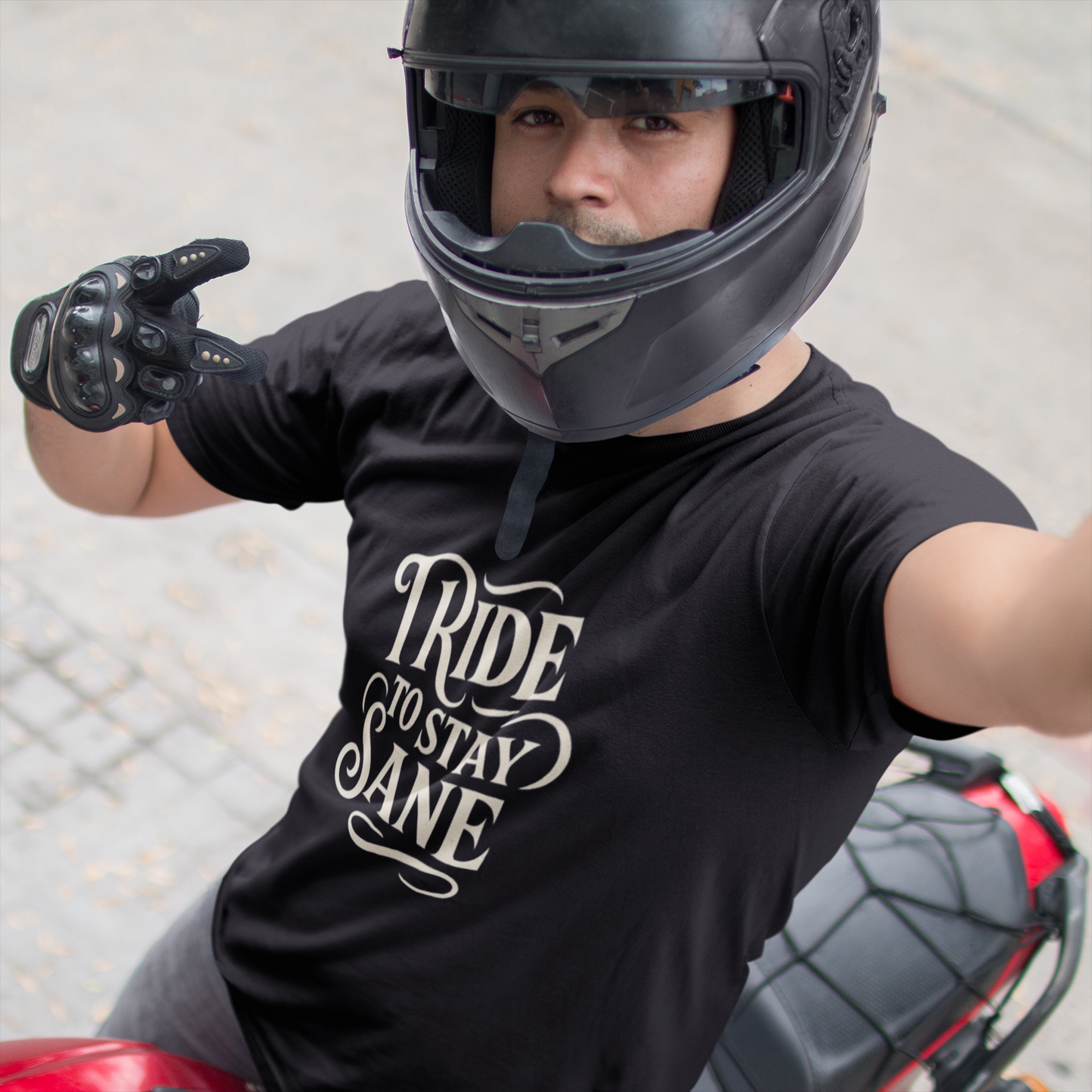 Ride to Stay Sane" Retro Biker Tee, Gift for Motorcyclists