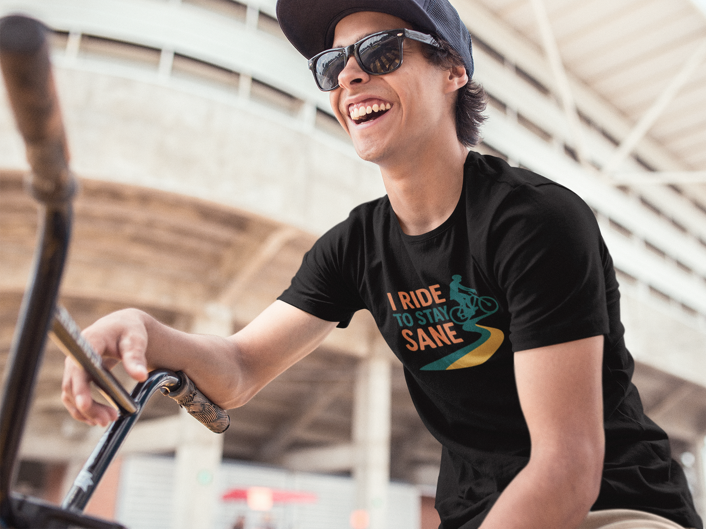 I Ride to Stay Sane" Cycling Tee, Bike Enthusiast Gift