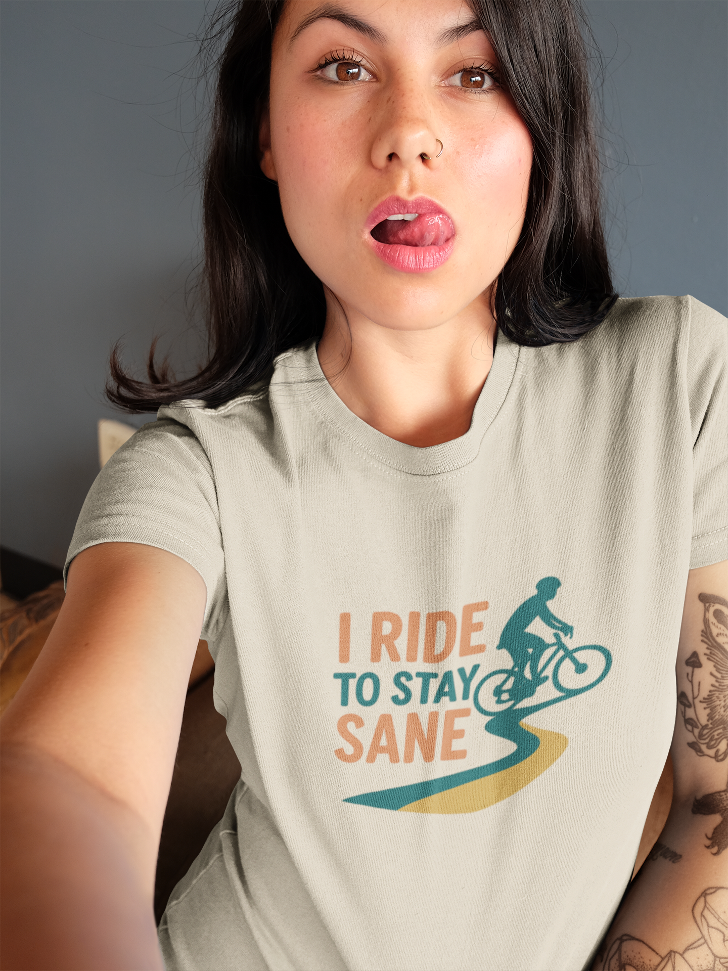 I Ride to Stay Sane" Cycling Tee, Bike Enthusiast Gift