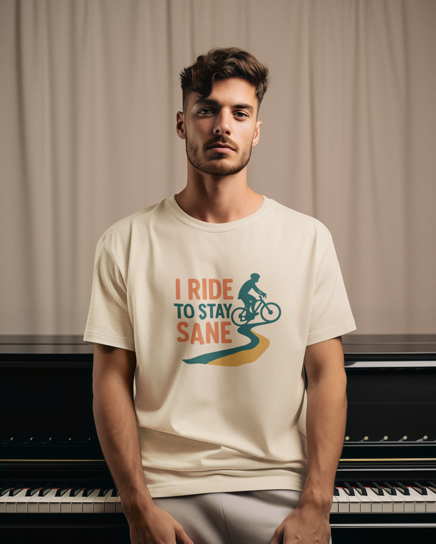 I Ride to Stay Sane" Cycling Tee, Bike Enthusiast Gift