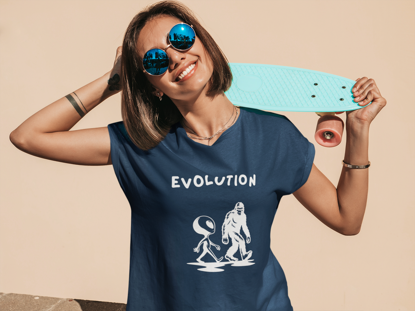 Bigfoot & Alien Evolution T-Shirt | Funny Sci-Fi & Cryptid Graphic Tee