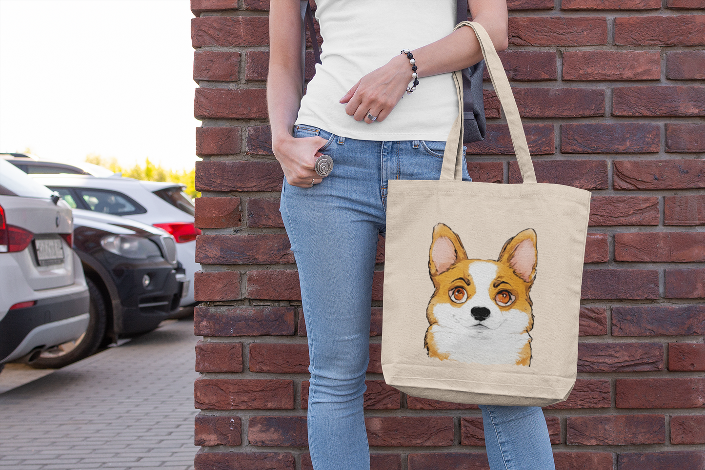 Cute Corgi Canvas Tote Bag | Durable Dog Lover Gift & Reusable Shopping Tote