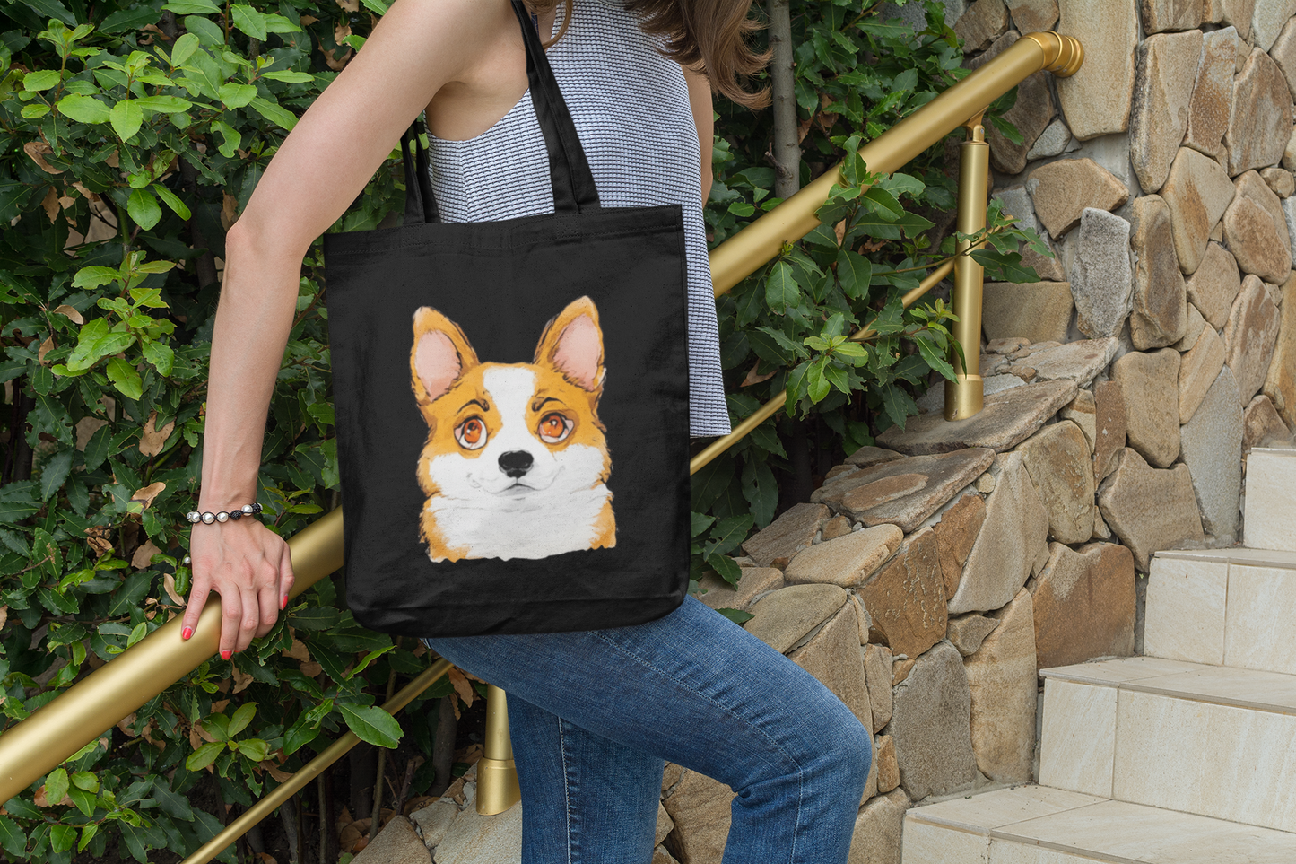 Cute Corgi Canvas Tote Bag | Durable Dog Lover Gift & Reusable Shopping Tote