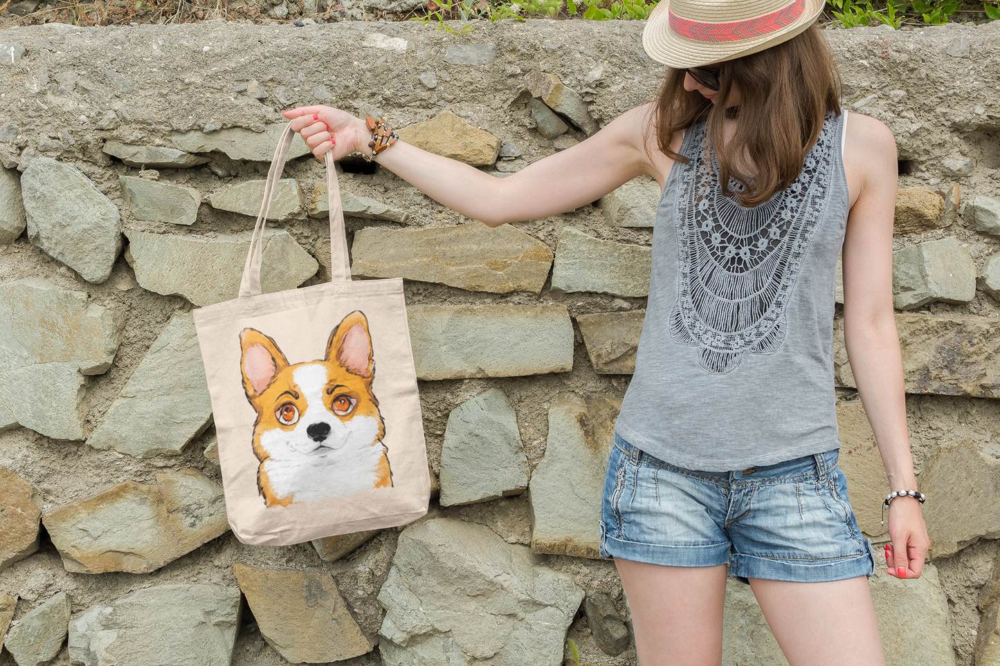 Cute Corgi Canvas Tote Bag | Durable Dog Lover Gift & Reusable Shopping Tote