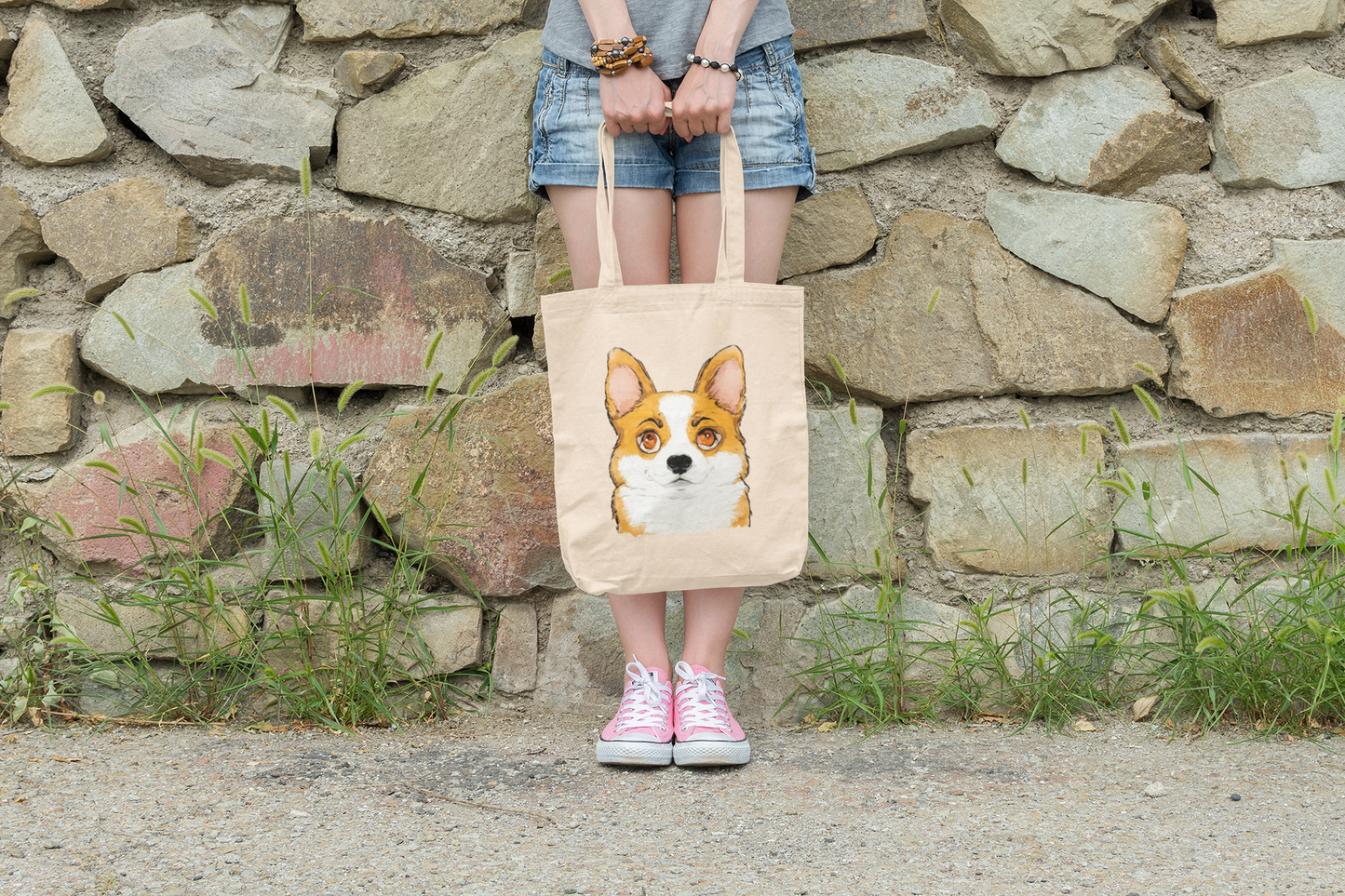 Cute Corgi Canvas Tote Bag | Durable Dog Lover Gift & Reusable Shopping Tote