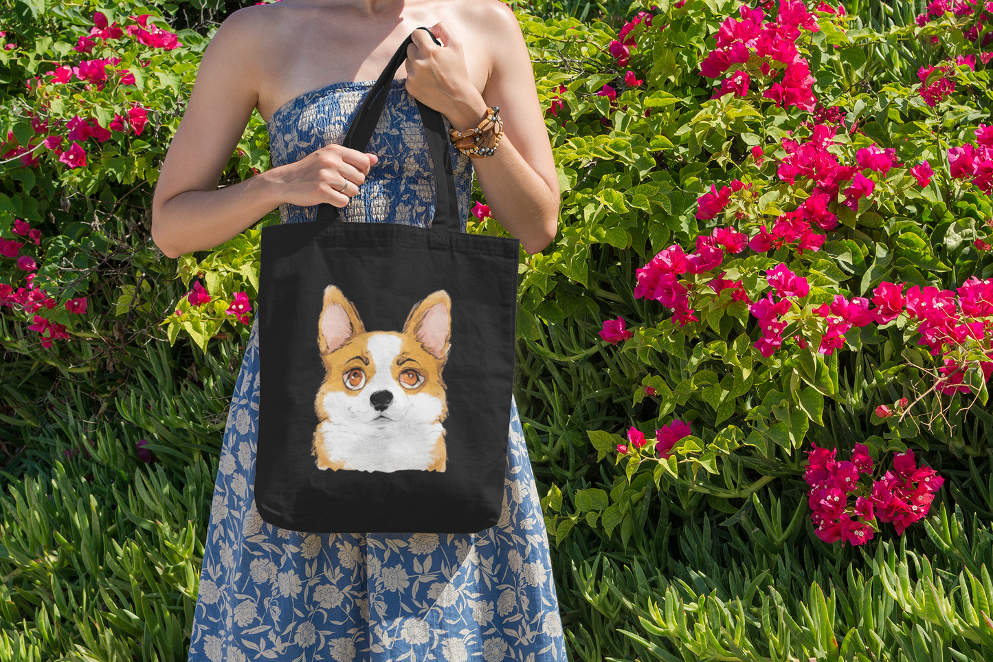 Cute Corgi Canvas Tote Bag | Durable Dog Lover Gift & Reusable Shopping Tote