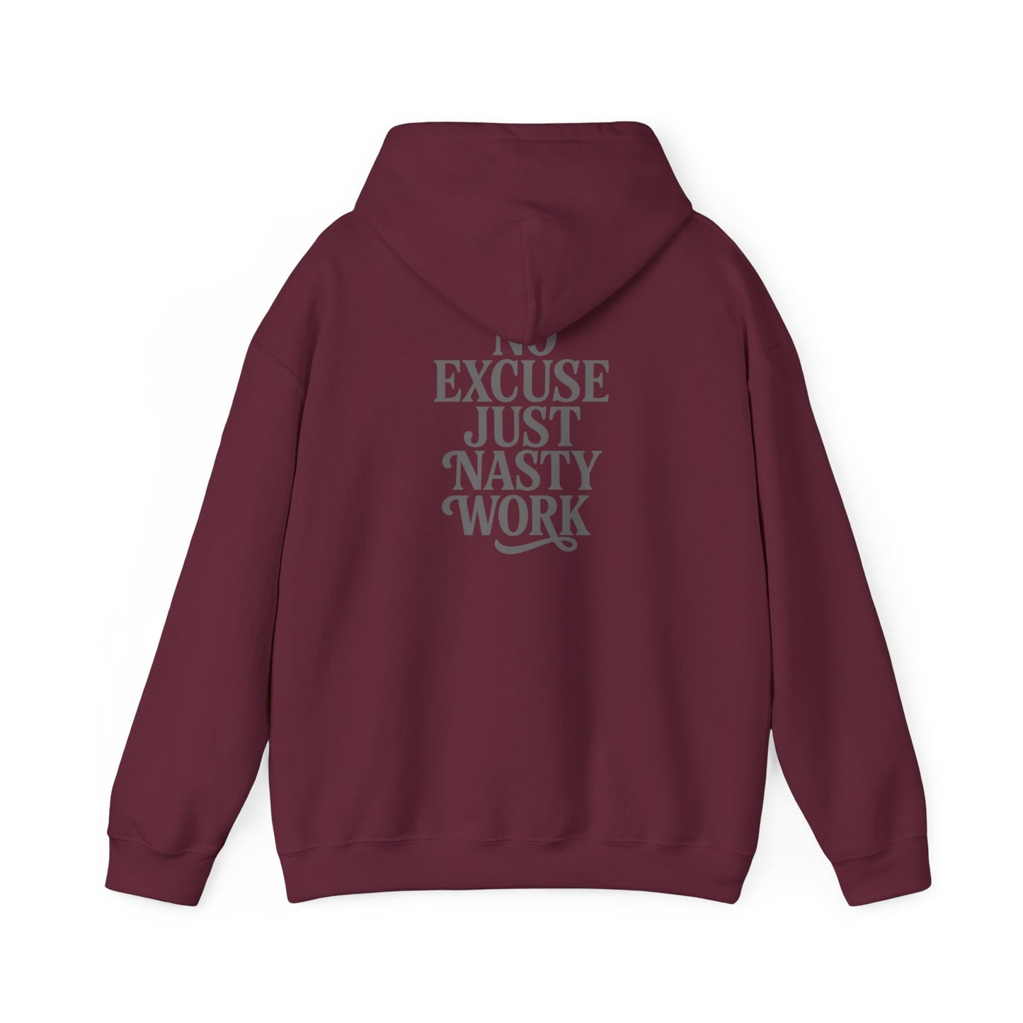 Nasty Work Embroidered Hoodie | Unisex Motivational Sweatshirt, Heavy Blend Gym Gift