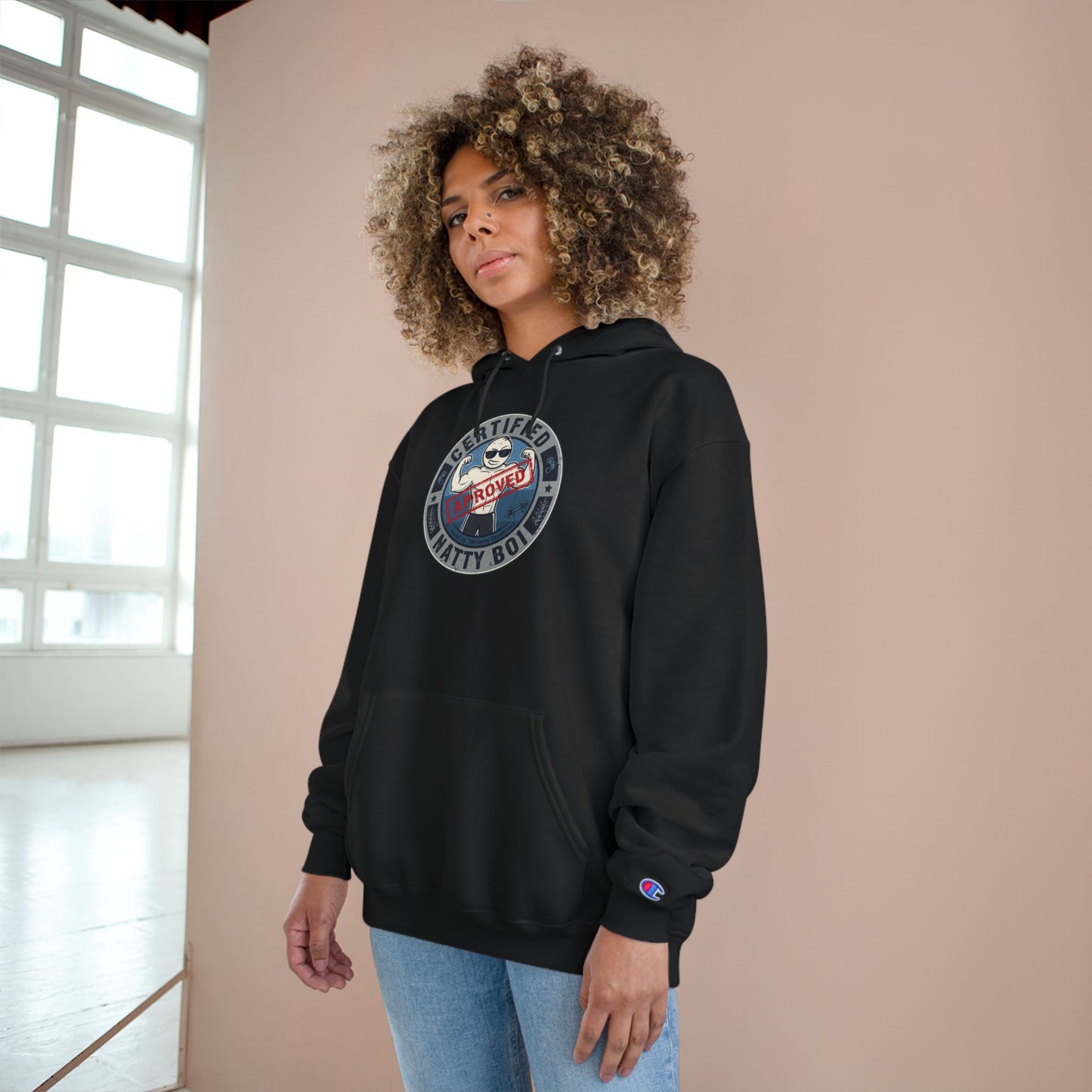 Certified Natty Boy Champion Hoodie - Cozy Streetwear, Perfect for Gifting, Casual Days, Unisex Style, Birthday Present