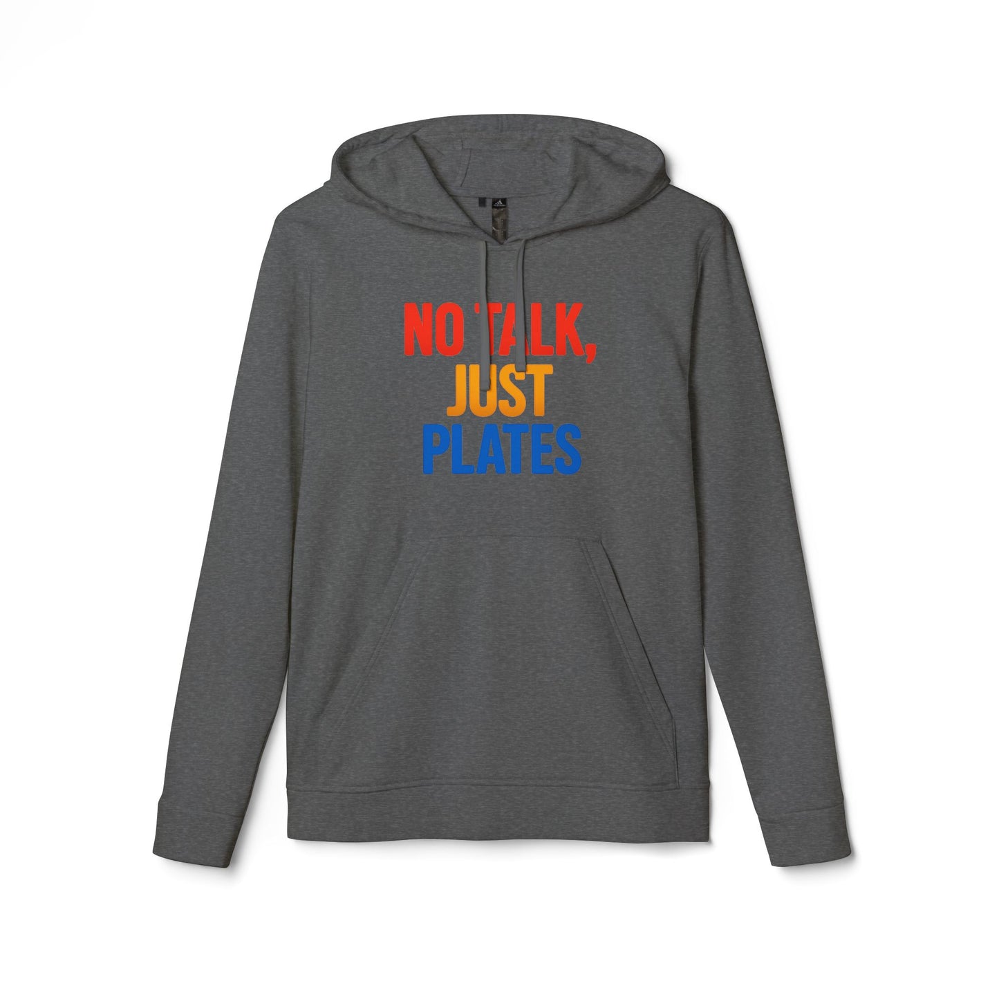 Adidas No Talk, Just Plates Hoodie - Unisex Fleece Sweatshirt for Food Lovers, Chef Gift, Casual Wear, Comfortable Fashion, Kitchen Humor