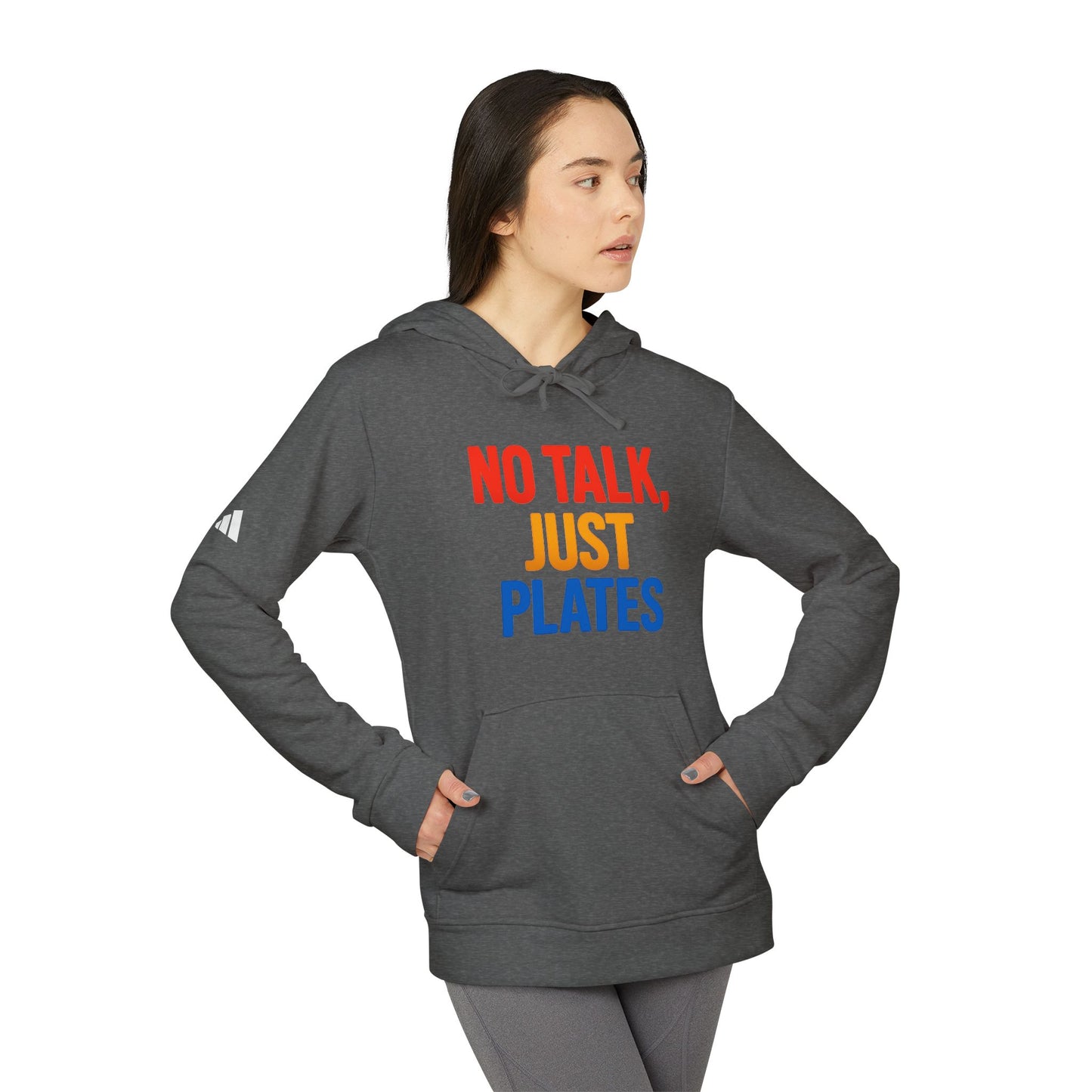 Adidas No Talk, Just Plates Hoodie - Unisex Fleece Sweatshirt for Food Lovers, Chef Gift, Casual Wear, Comfortable Fashion, Kitchen Humor