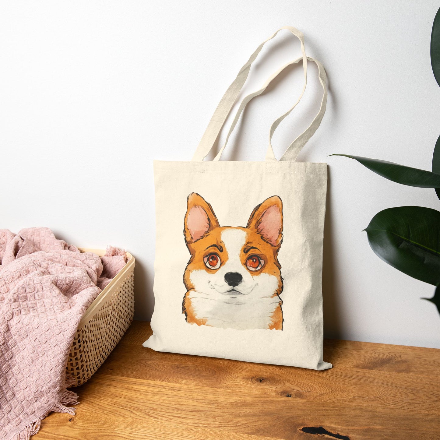 Cute Corgi Canvas Tote Bag | Durable Dog Lover Gift & Reusable Shopping Tote