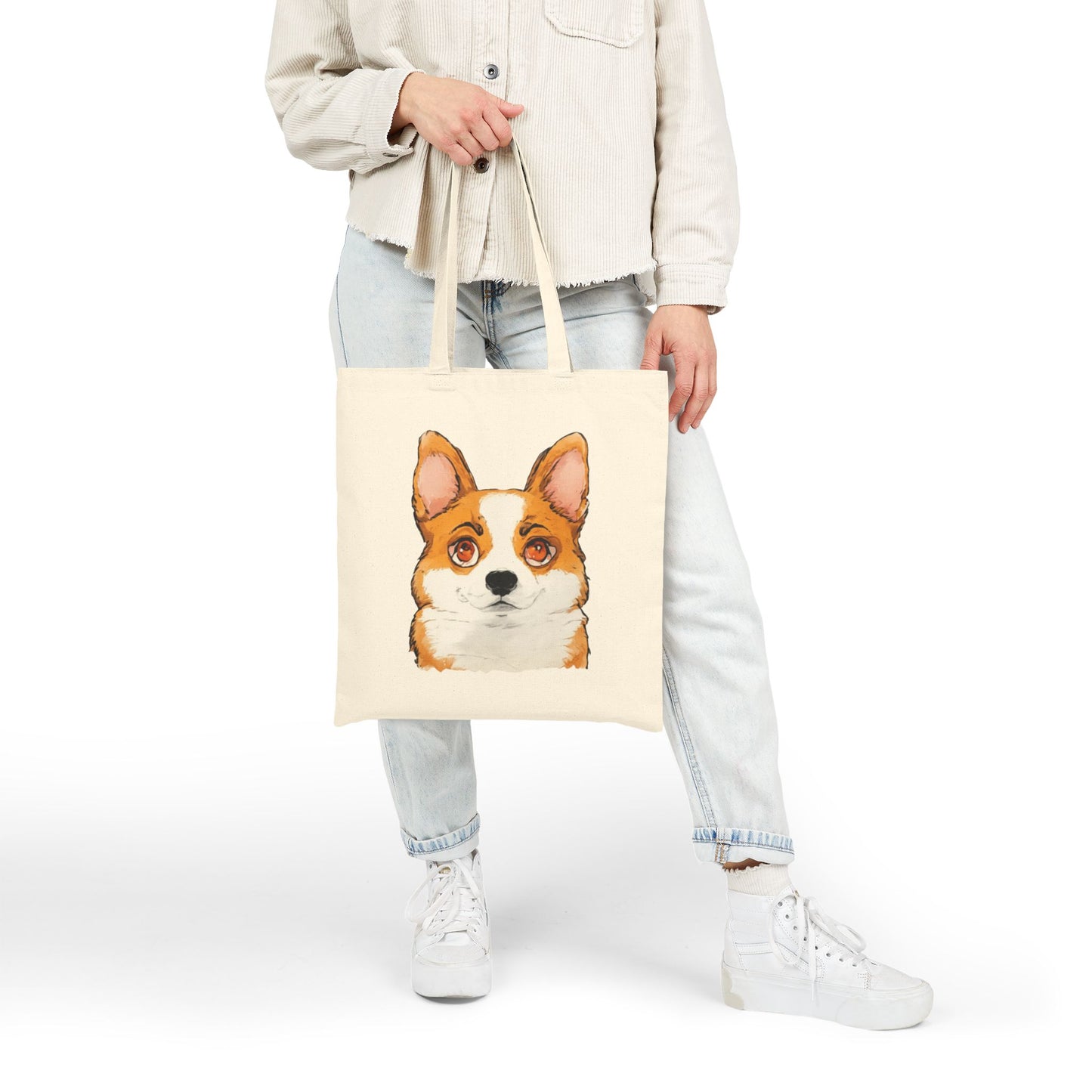 Cute Corgi Canvas Tote Bag | Durable Dog Lover Gift & Reusable Shopping Tote