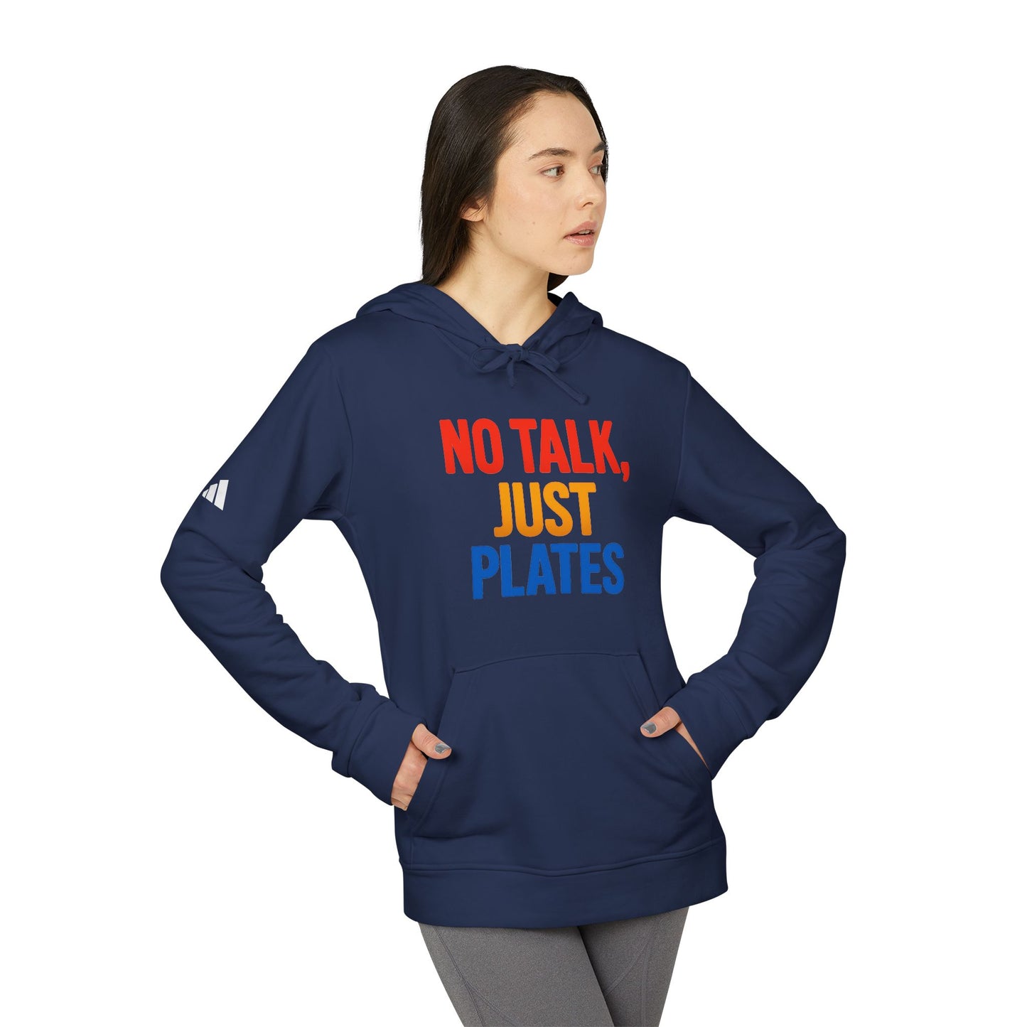 Adidas No Talk, Just Plates Hoodie - Unisex Fleece Sweatshirt for Food Lovers, Chef Gift, Casual Wear, Comfortable Fashion, Kitchen Humor