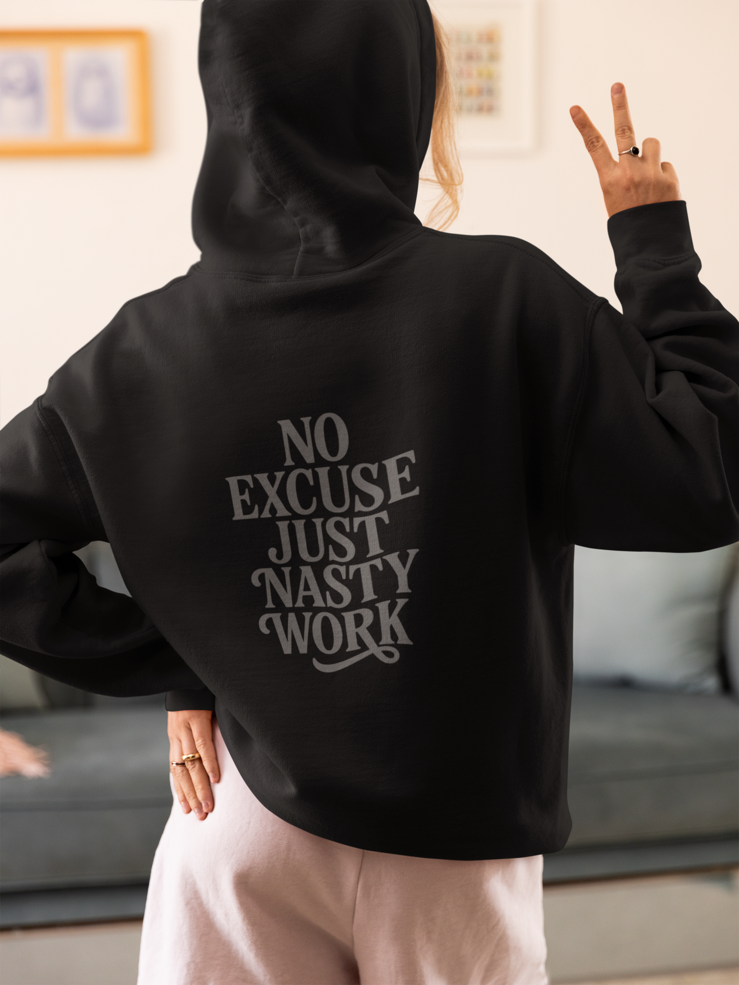 Nasty Work Embroidered Hoodie | Unisex Motivational Sweatshirt, Heavy Blend Gym Gift