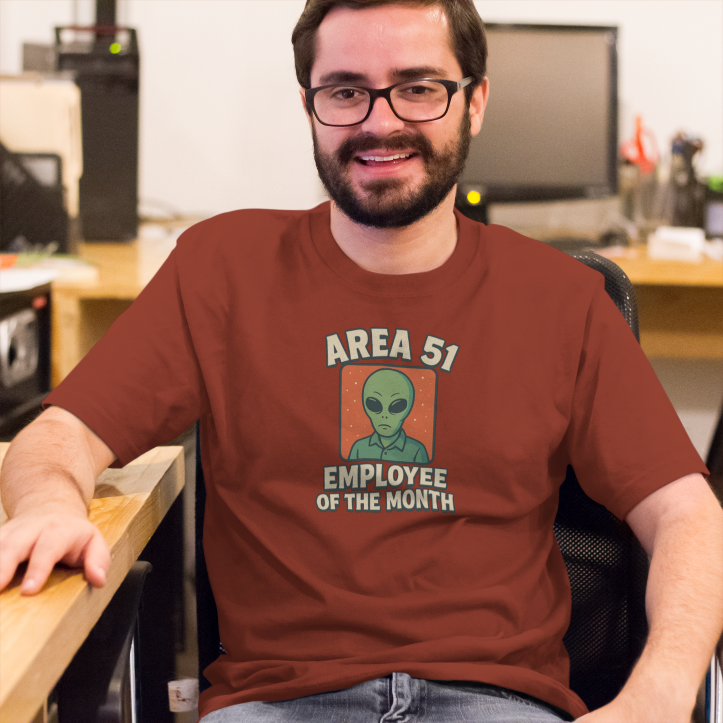 Area 51 Employee of the Month T-Shirt | Funny Alien Graphic Tee