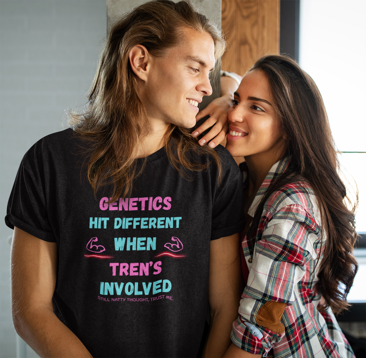 Funny Fitness Tee - 'Genetics Hit Different When Tren's Involved'