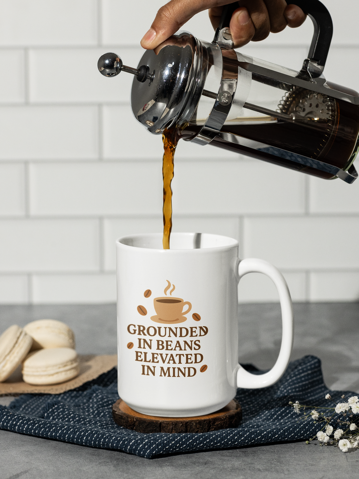 "Grounded in Beans, Elevated in Mind" Mug | Inspirational Coffee Lover Gift, Motivational Teacher Mug
