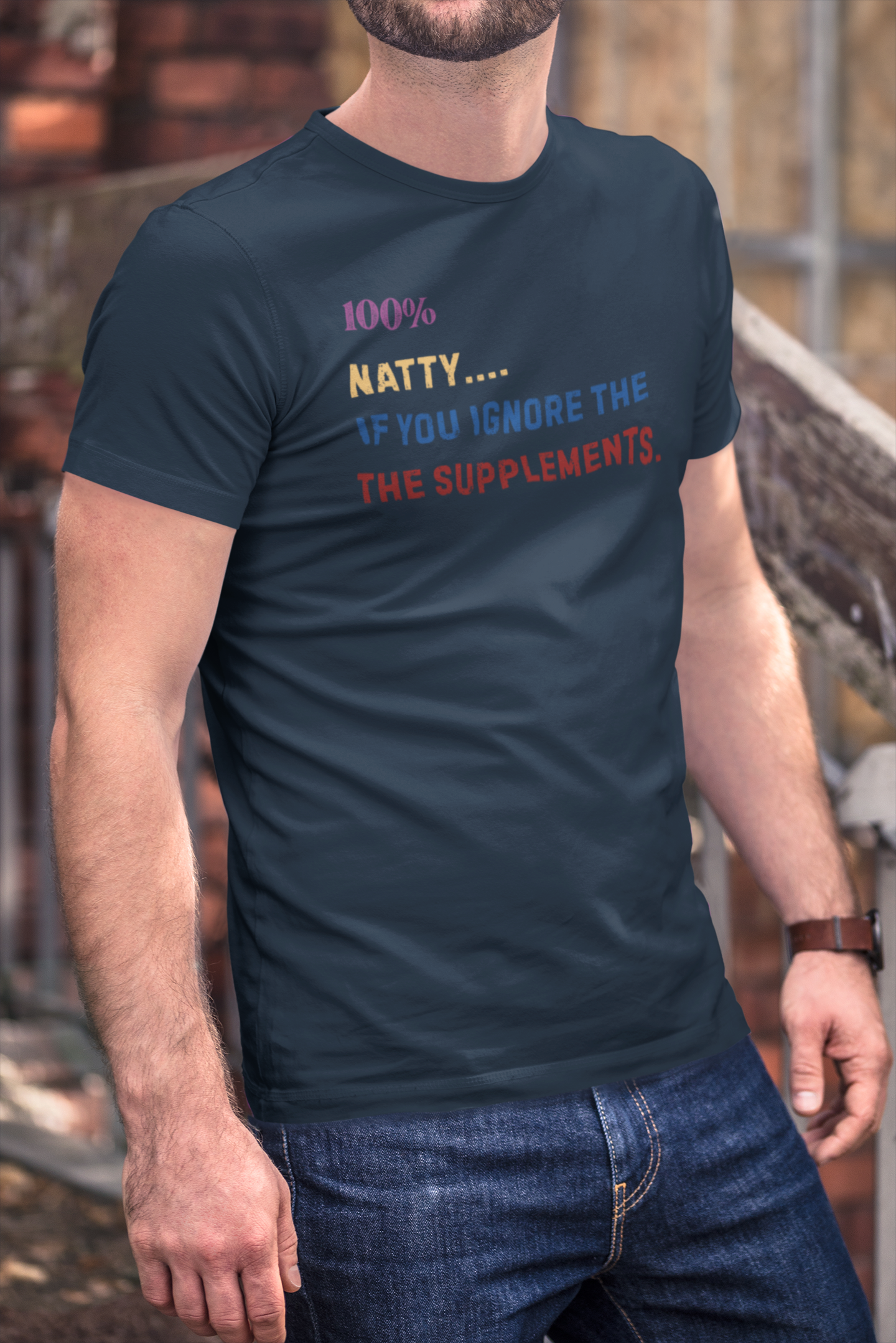 100% Natty Funny T-Shirt for Fitness Lovers
