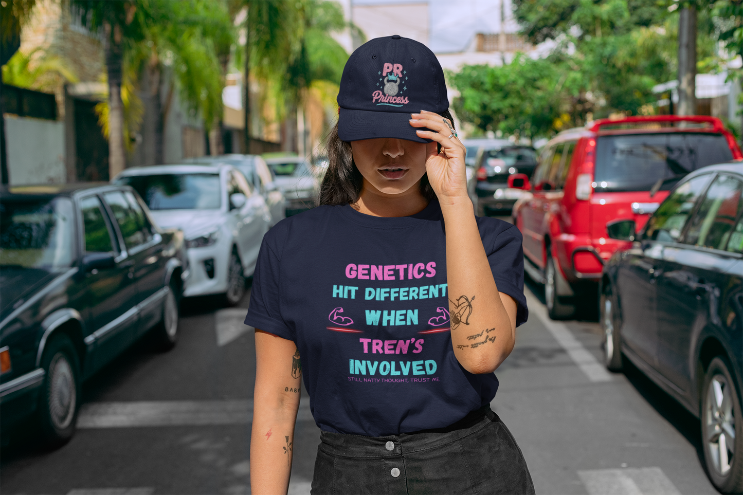 Funny Fitness Tee - 'Genetics Hit Different When Tren's Involved'