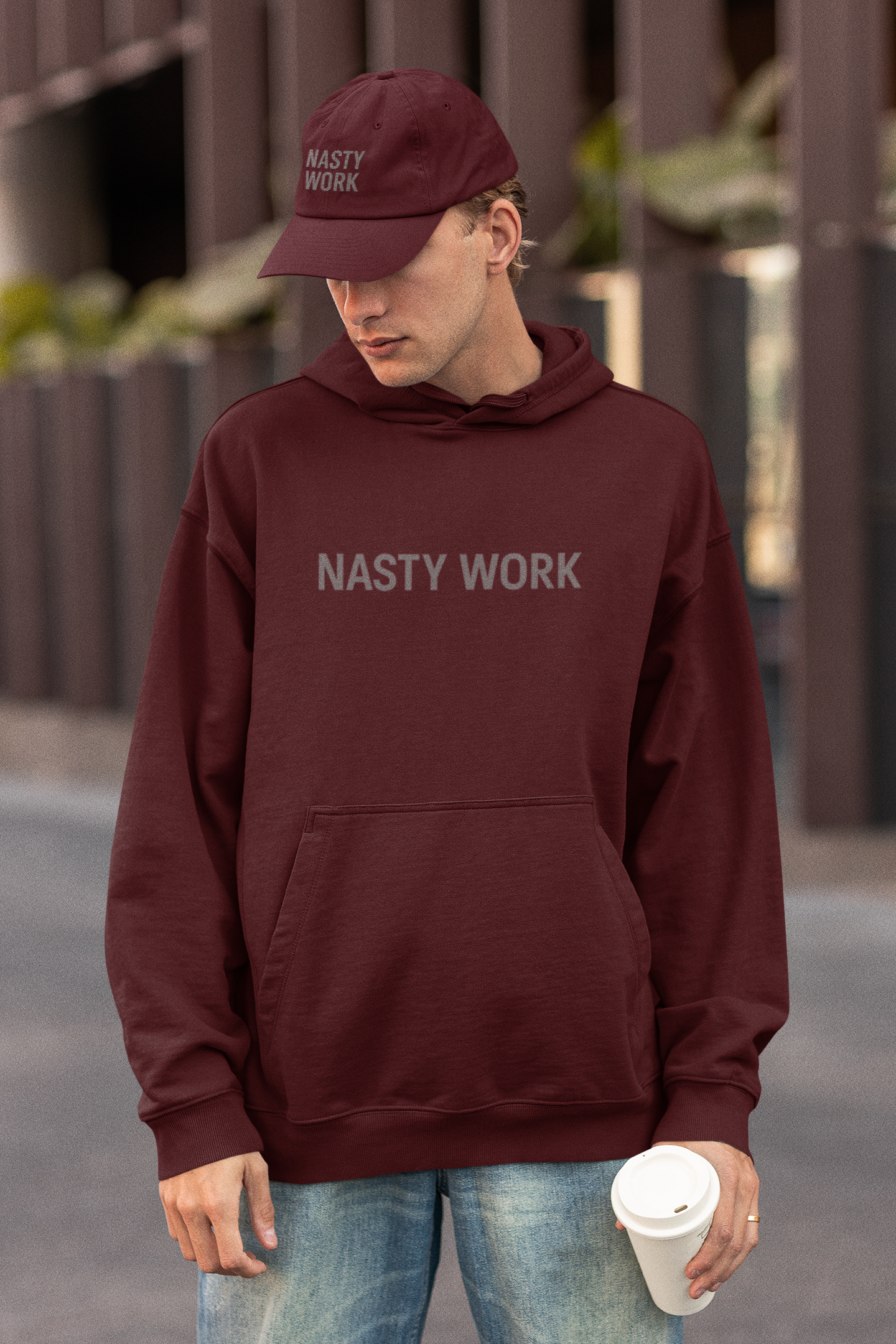 Nasty Work Embroidered Hoodie | Unisex Motivational Sweatshirt, Heavy Blend Gym Gift