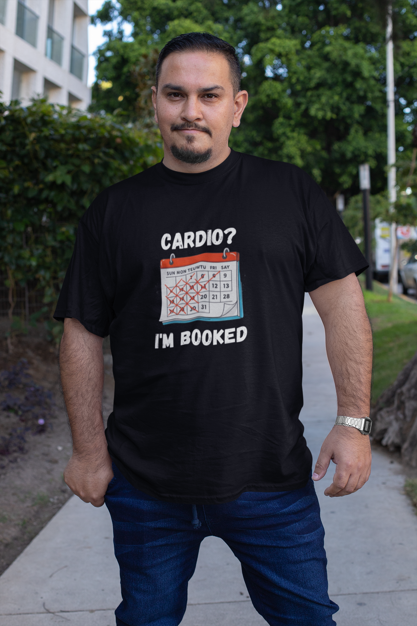 Cardio? I'm Booked" Funny Fitness T-Shirt | Unisex Gym Humor Tee