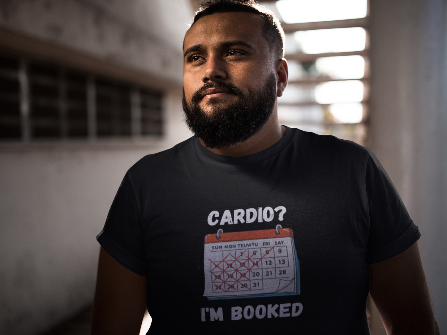Cardio? I'm Booked" Funny Fitness T-Shirt | Unisex Gym Humor Tee