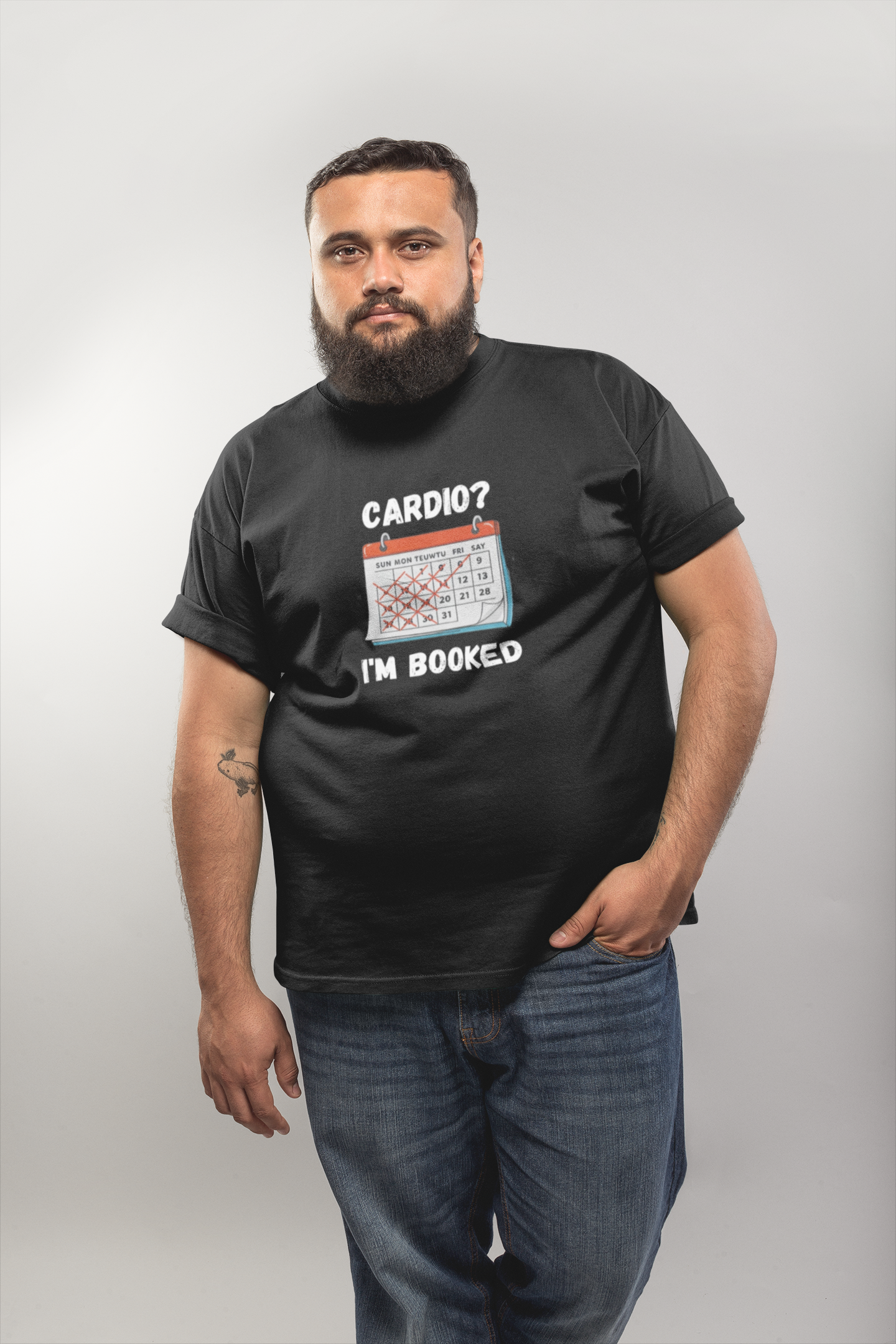Cardio? I'm Booked" Funny Fitness T-Shirt | Unisex Gym Humor Tee