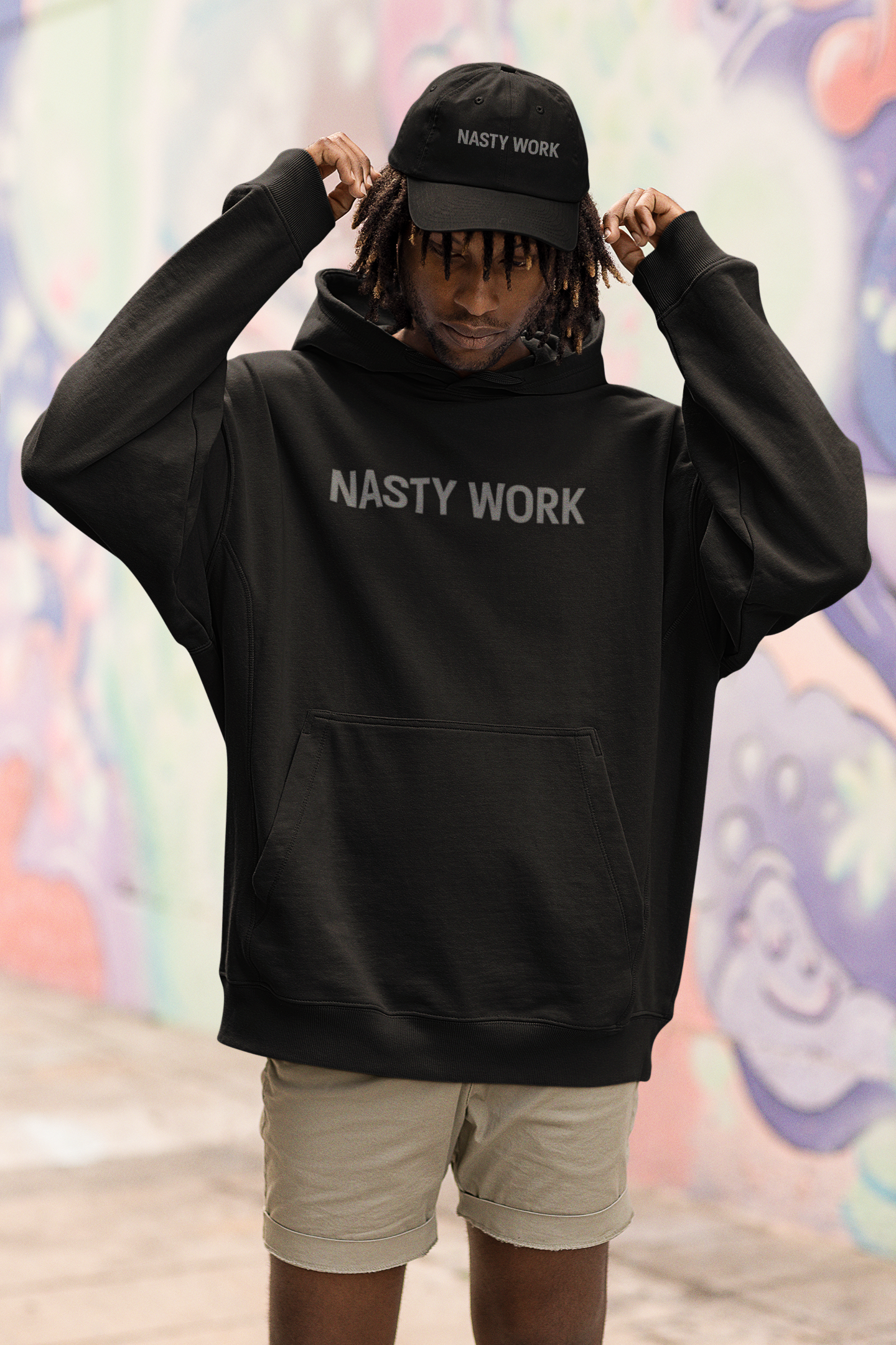 Nasty Work Embroidered Hoodie | Unisex Motivational Sweatshirt, Heavy Blend Gym Gift
