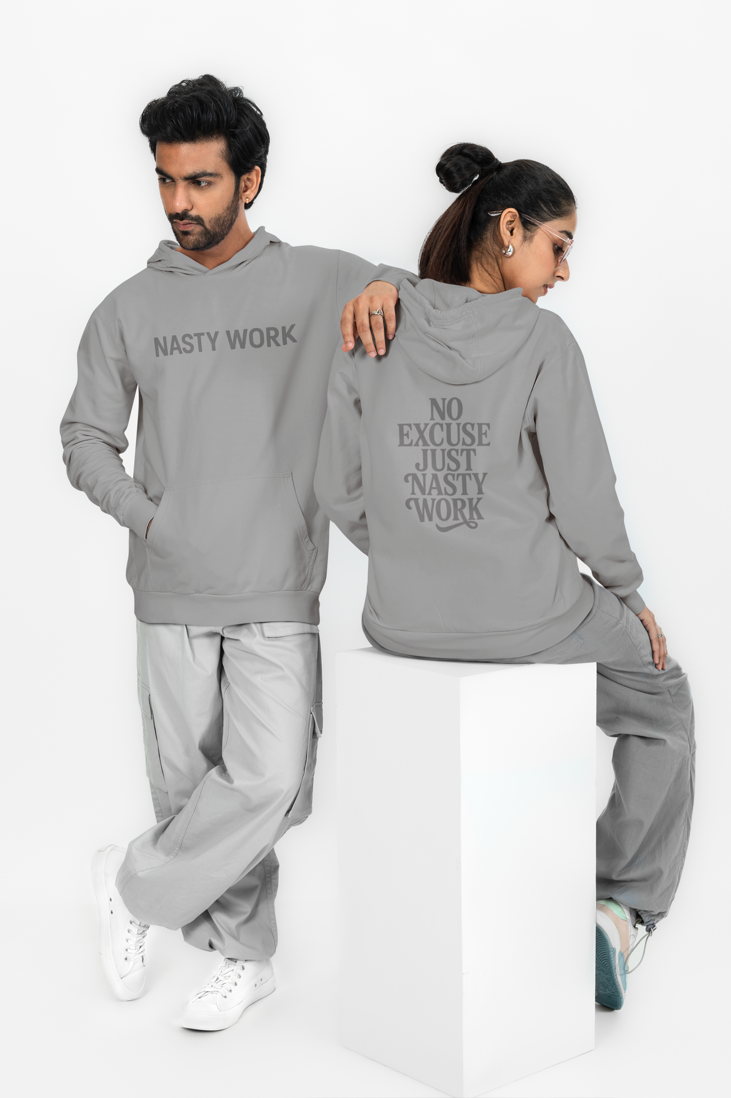 Nasty Work Embroidered Hoodie | Unisex Motivational Sweatshirt, Heavy Blend Gym Gift